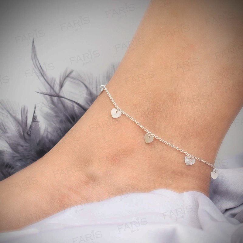 Adjustable Solid 925 Sterling Silver Heart Anklet Ladies Jewellery Gift - Faris Jewels