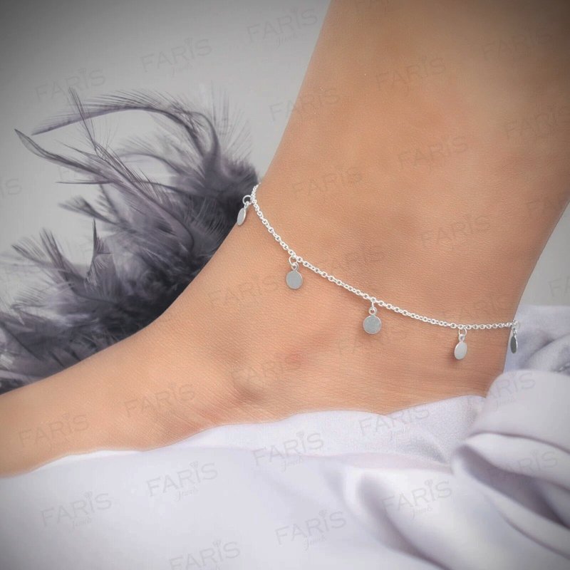 Adjustable Solid 925 Sterling Silver Round Charm Anklet Ladies Jewellery Gift - Faris Jewels