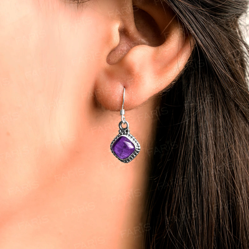 Sterling silver hot sale amethyst drop earrings