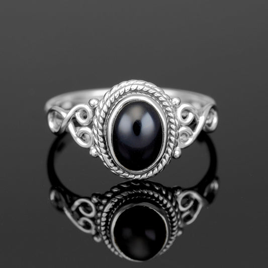 Black Onyx 925 Sterling Silver Ring Designer Jewellery Oval Gemstone Gift Box Handmade Jewelry - Faris Jewels