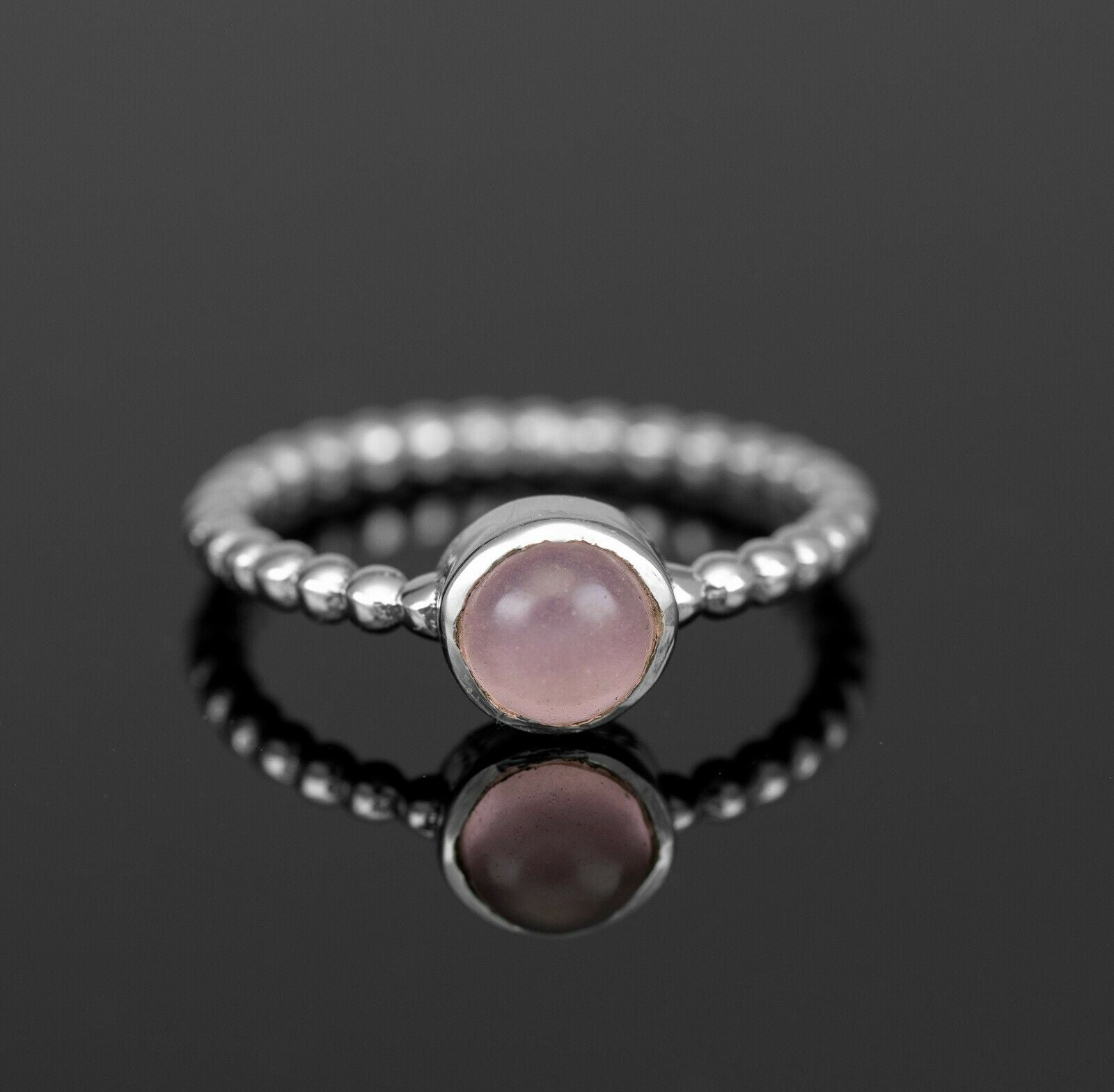 925 Sterling Silver Black Onyx Labradorite Round Gemstone Ladies Bubble Ring