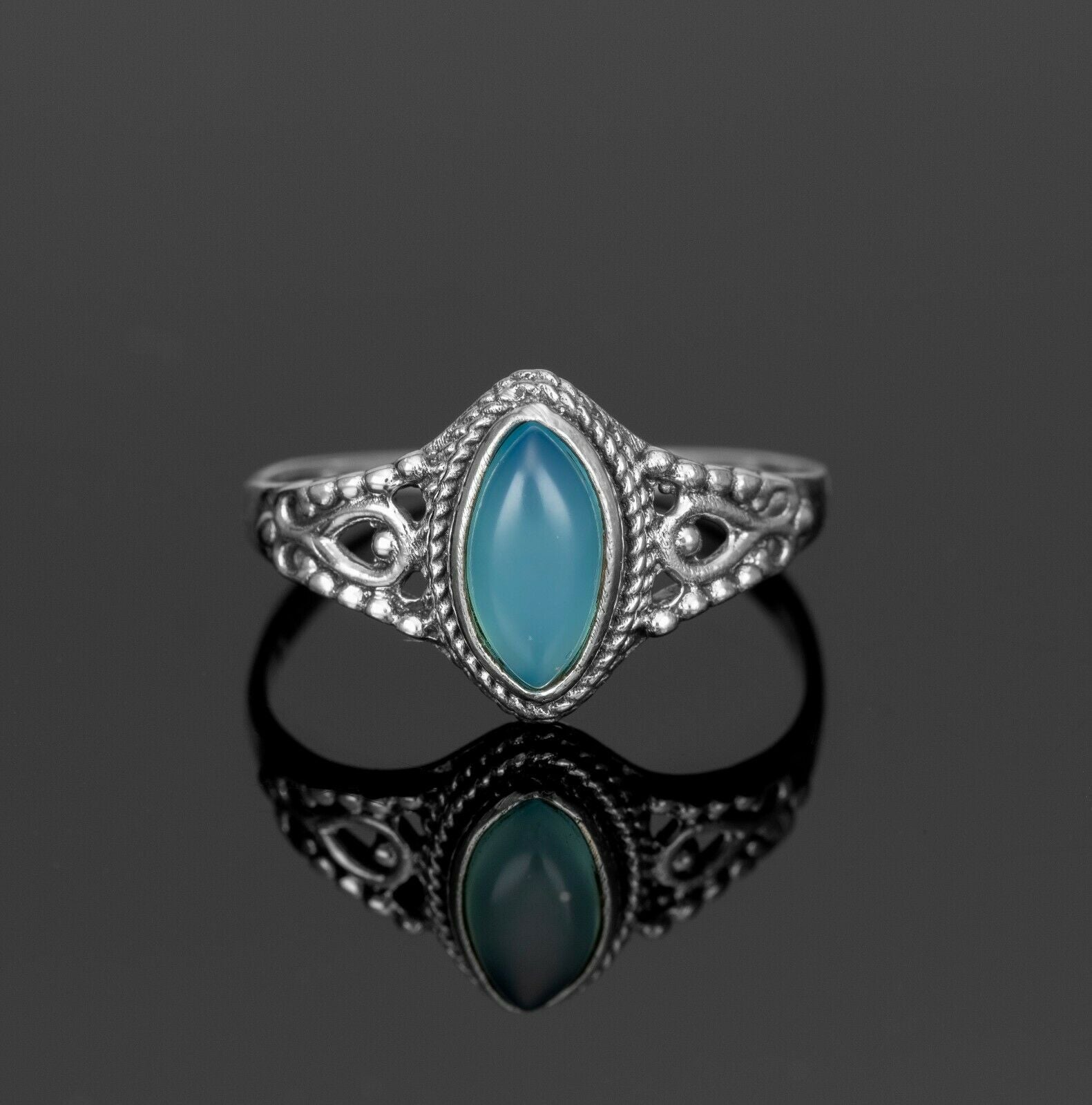 Marquise 925 Sterling Silver Labradorite Ruby Gemstone Ladies Ring Jewellery