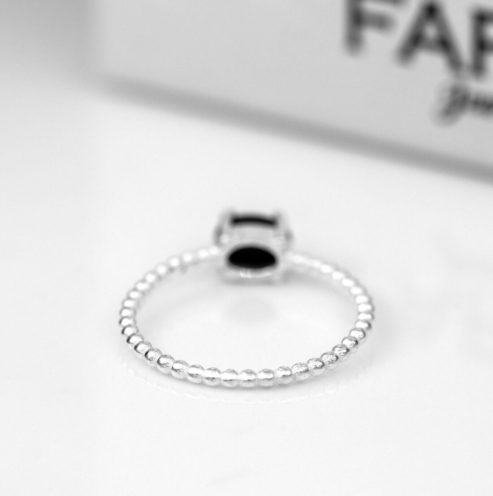 925 Sterling Silver Black Onyx Oval Gemstone Ribbed Bubble Ladies Ring Gift Box