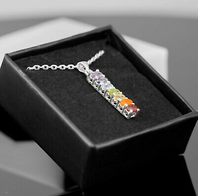 925 Sterling Silver Chakra Pendant Gemstone Garnet Topaz Necklace Jewellery