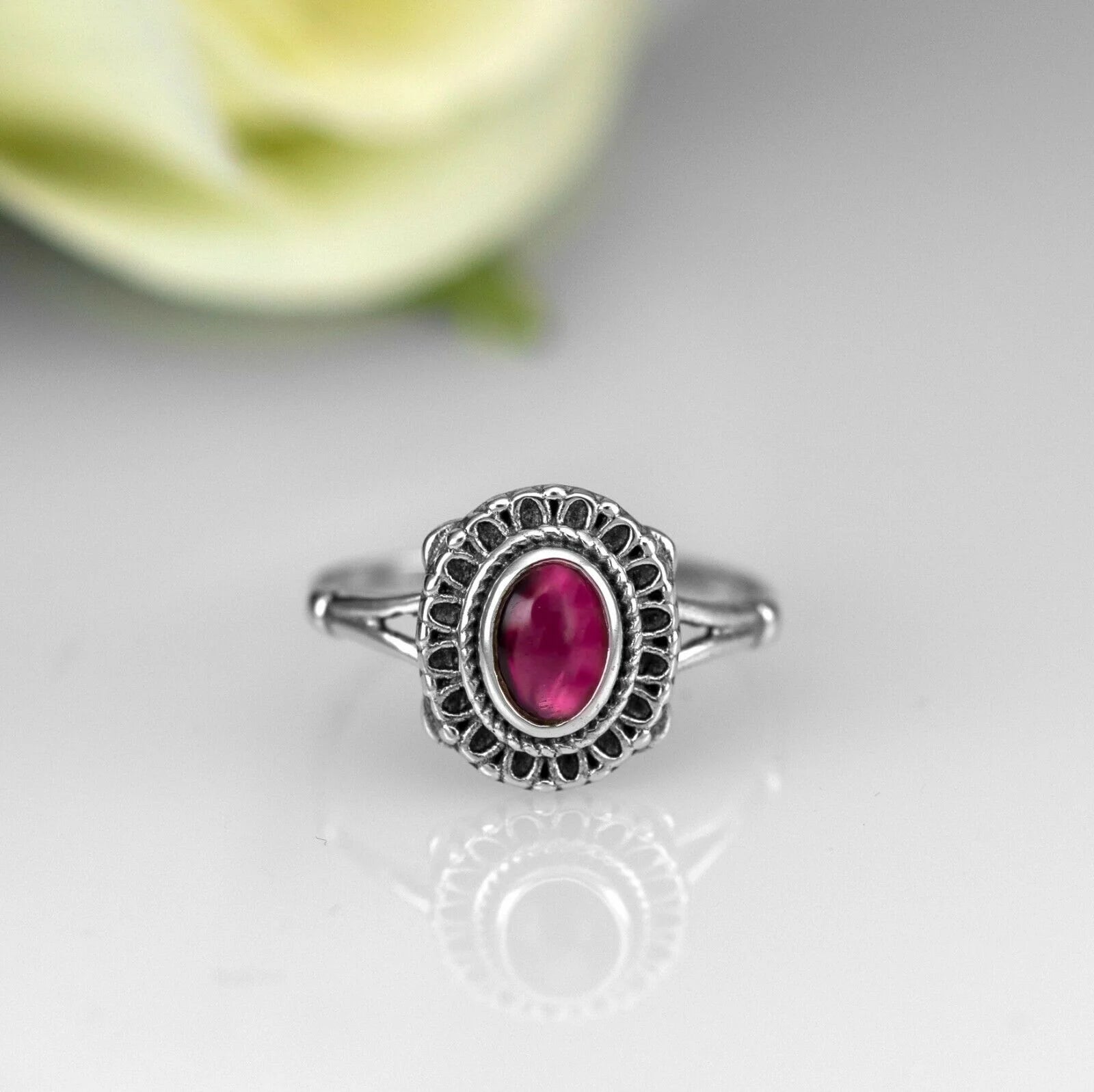 925 Sterling Silver EMERALD RUBY TURQUOISE Gemstone Ladies Ring Jewellery Gift