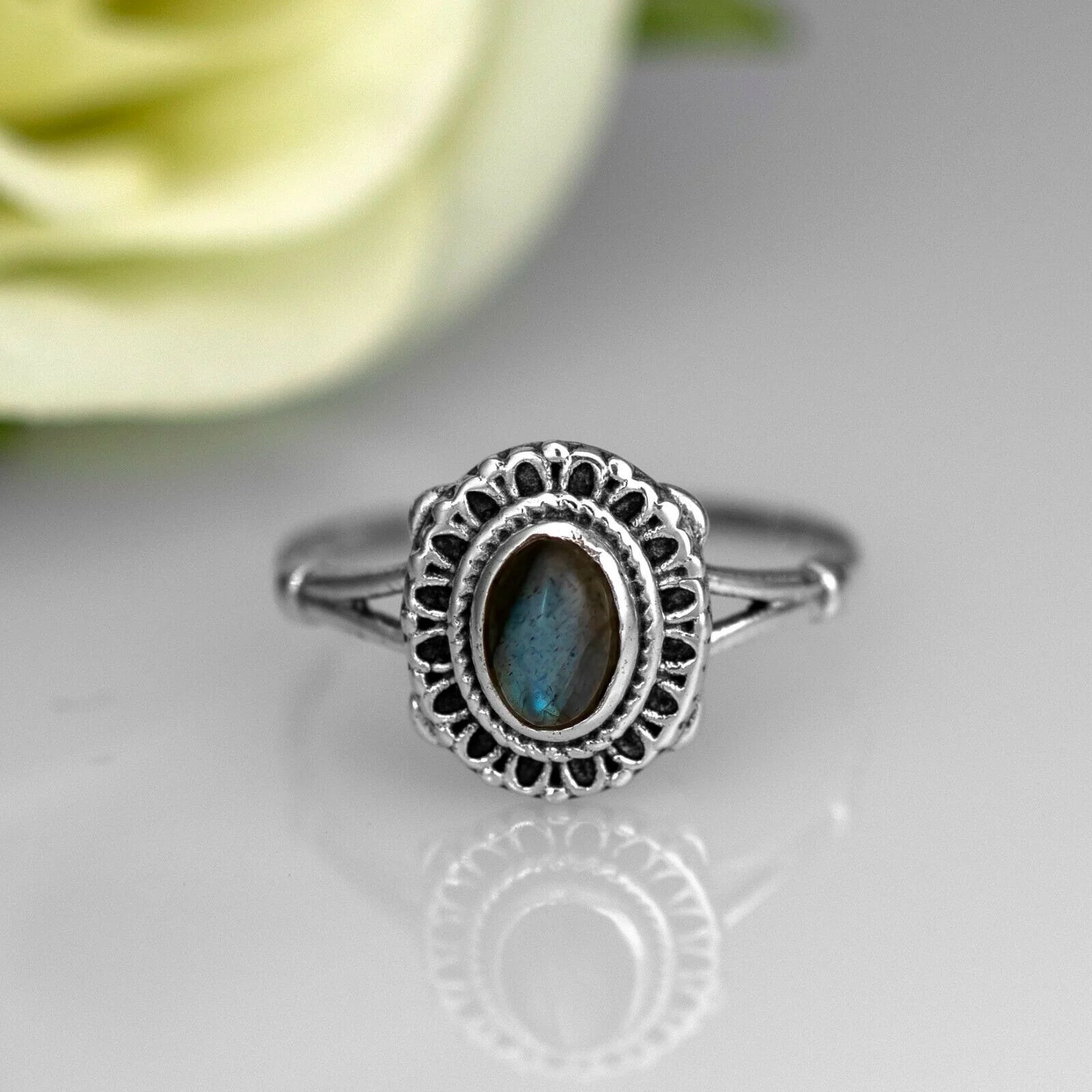 925 Sterling Silver EMERALD RUBY TURQUOISE Gemstone Ladies Ring Jewellery Gift