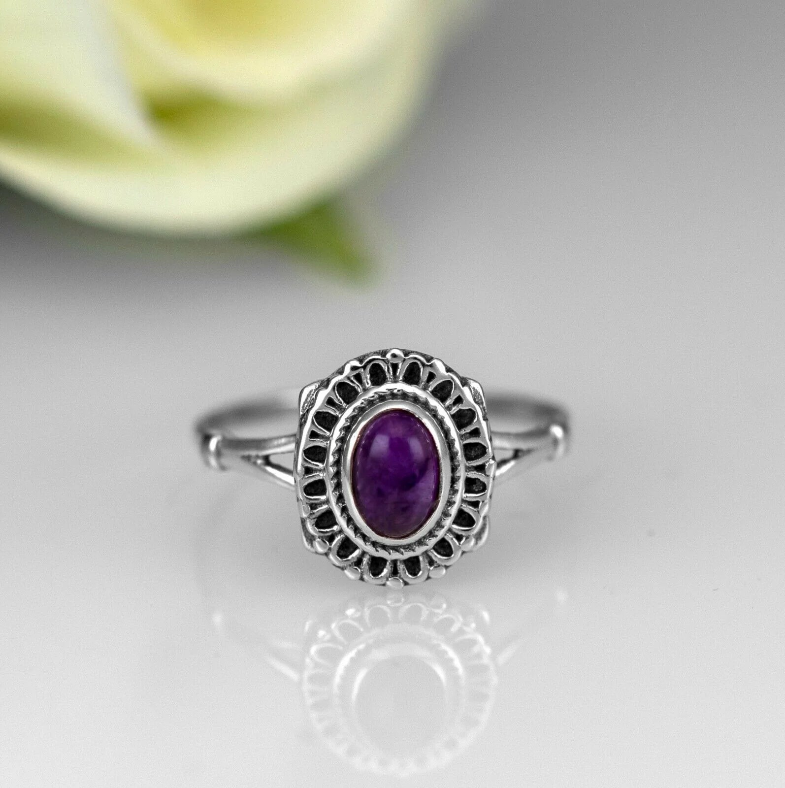 925 Sterling Silver EMERALD RUBY TURQUOISE Gemstone Ladies Ring Jewellery Gift