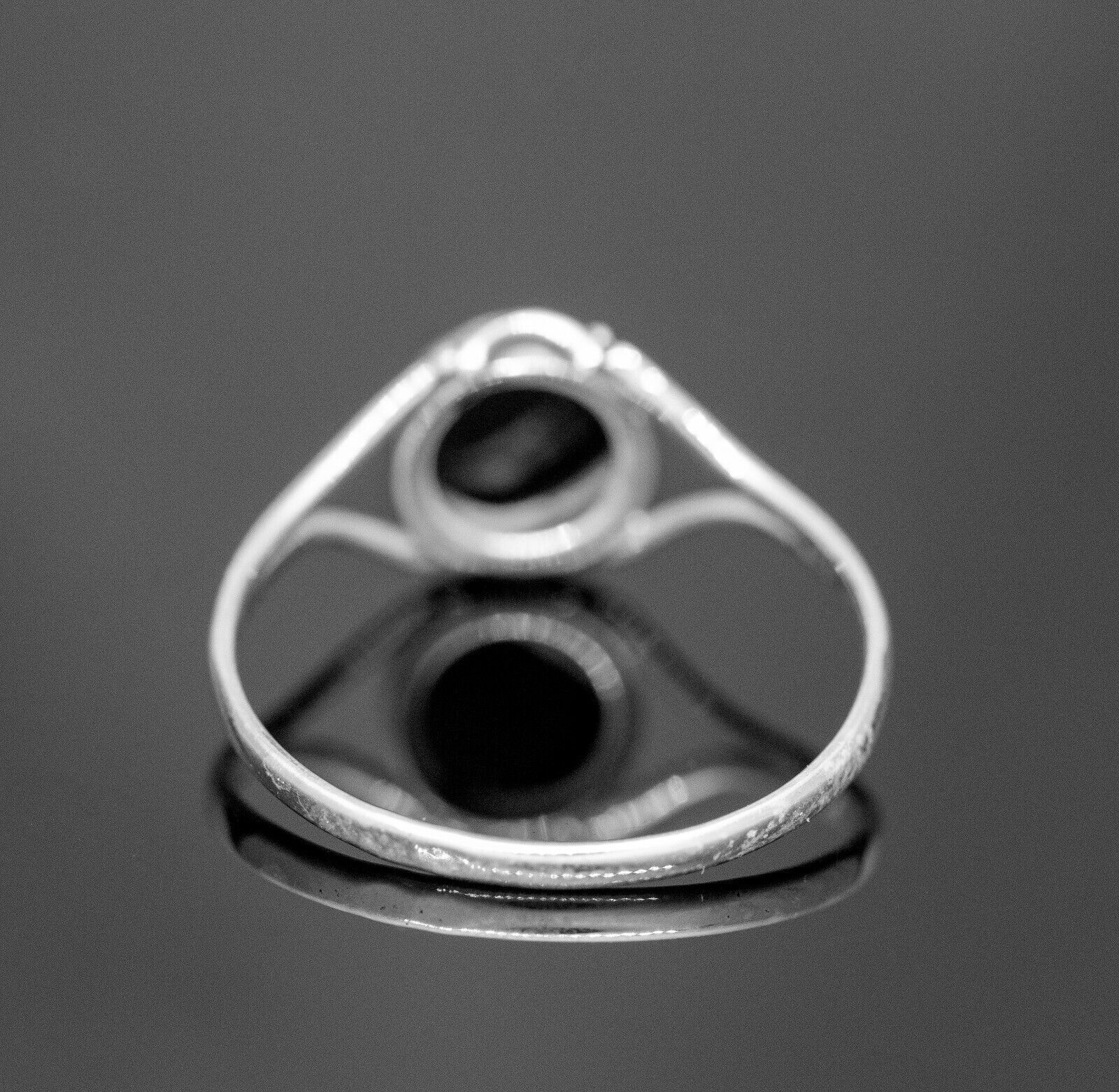 925 Sterling Silver Gemstone Round Black Onyx Crystal Ladies Ring Jewellery Gift