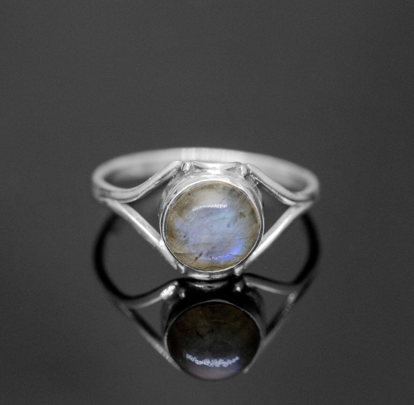 925 Sterling Silver Gemstone Round Labradorite Crystal Ladies Ring Jewellery Gift