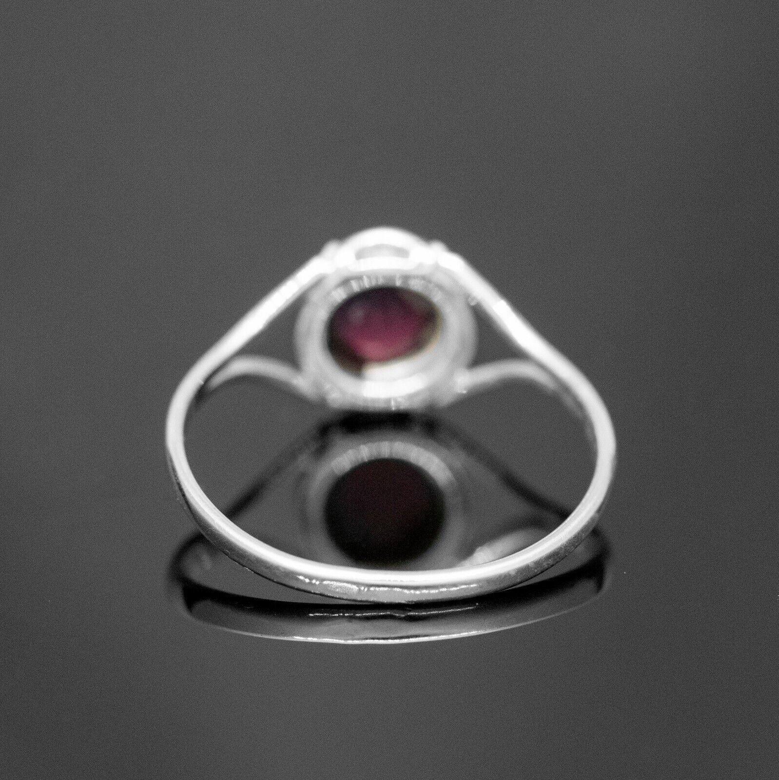 925 Sterling Silver Gemstone Round Red Garnet Crystal Ladies Ring Jewellery Gift