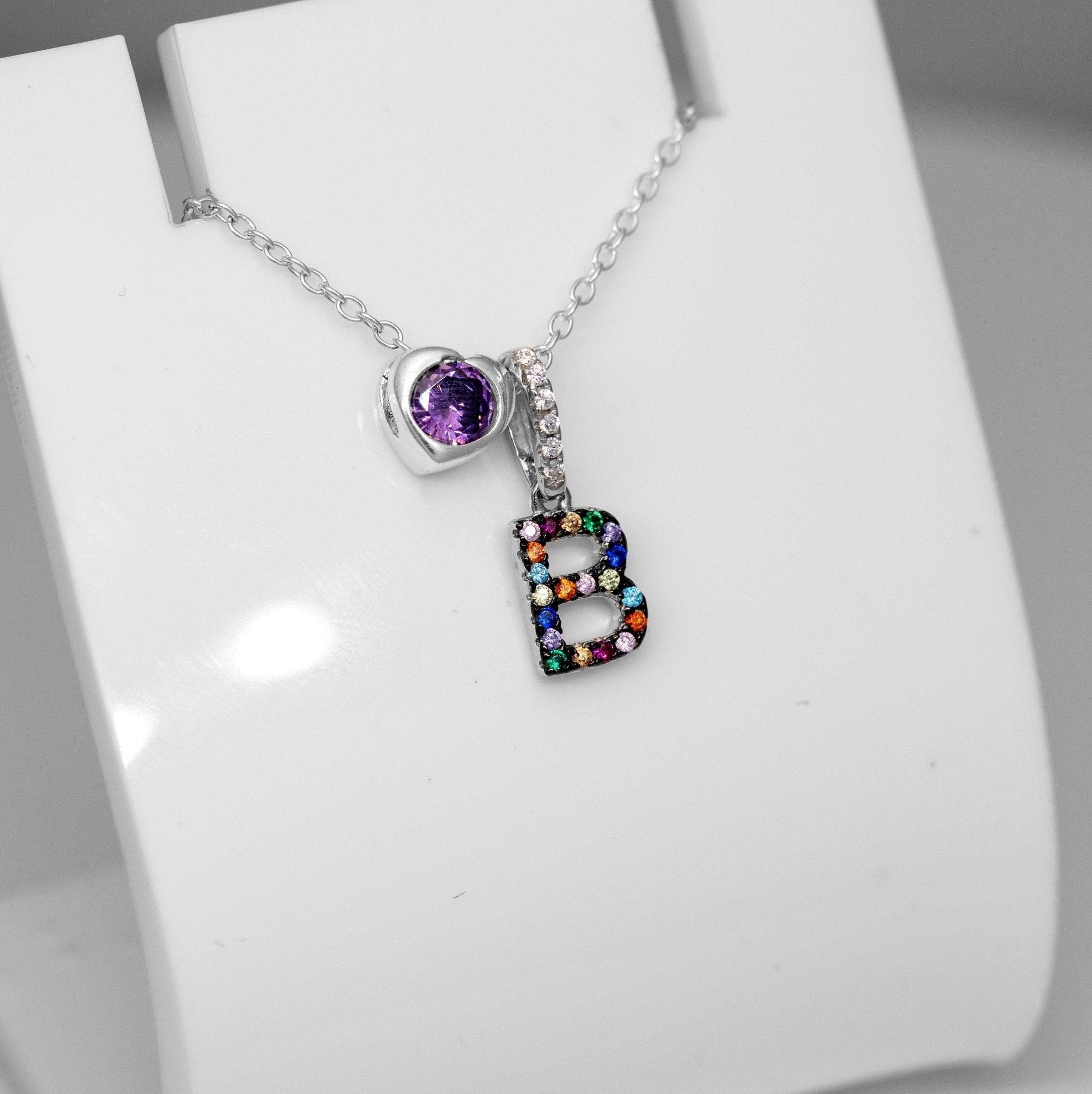 925 Silver Initial Heart Pendant Necklace Gift Faris Jewels