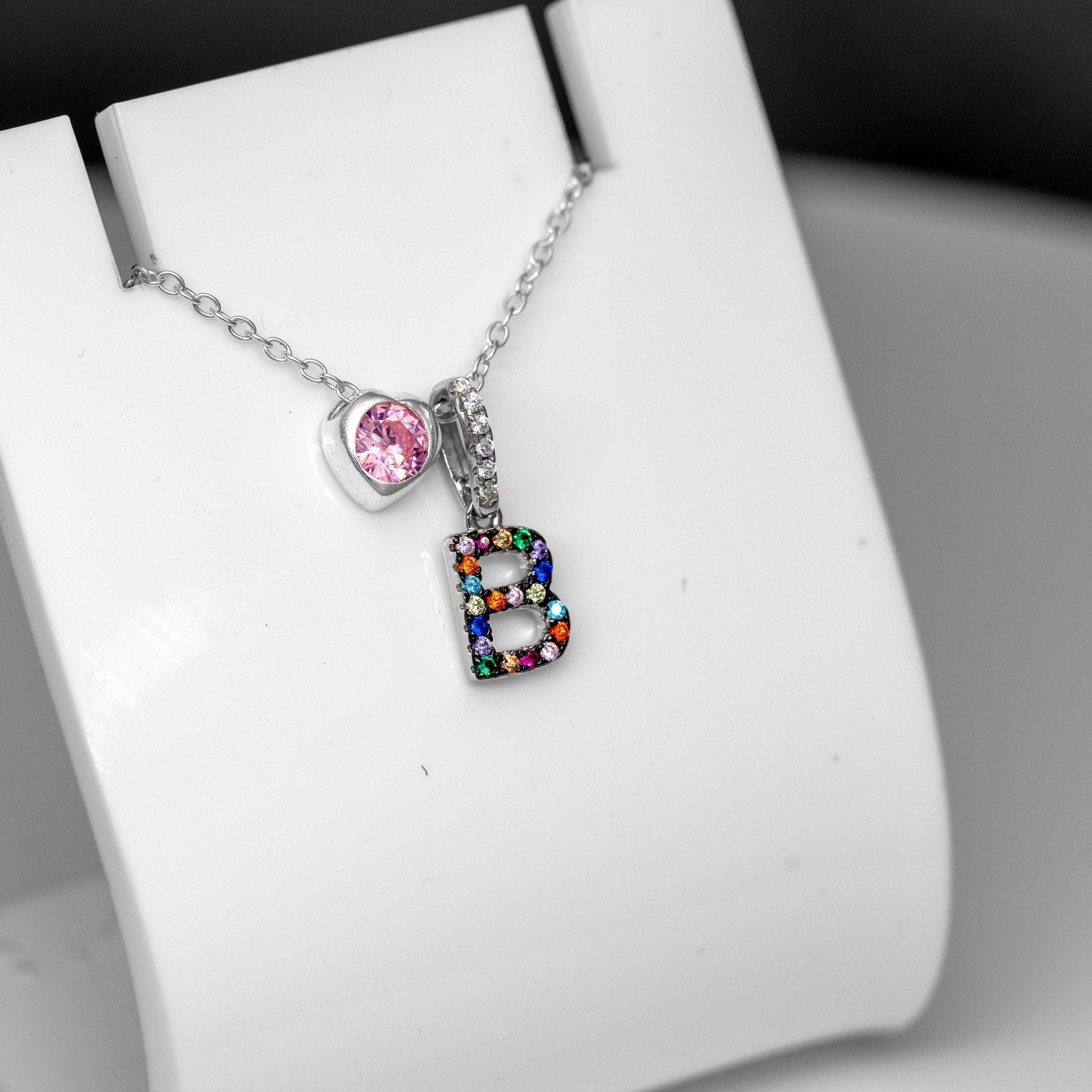 925 Silver Initial Heart Pendant Necklace Gift Faris Jewels