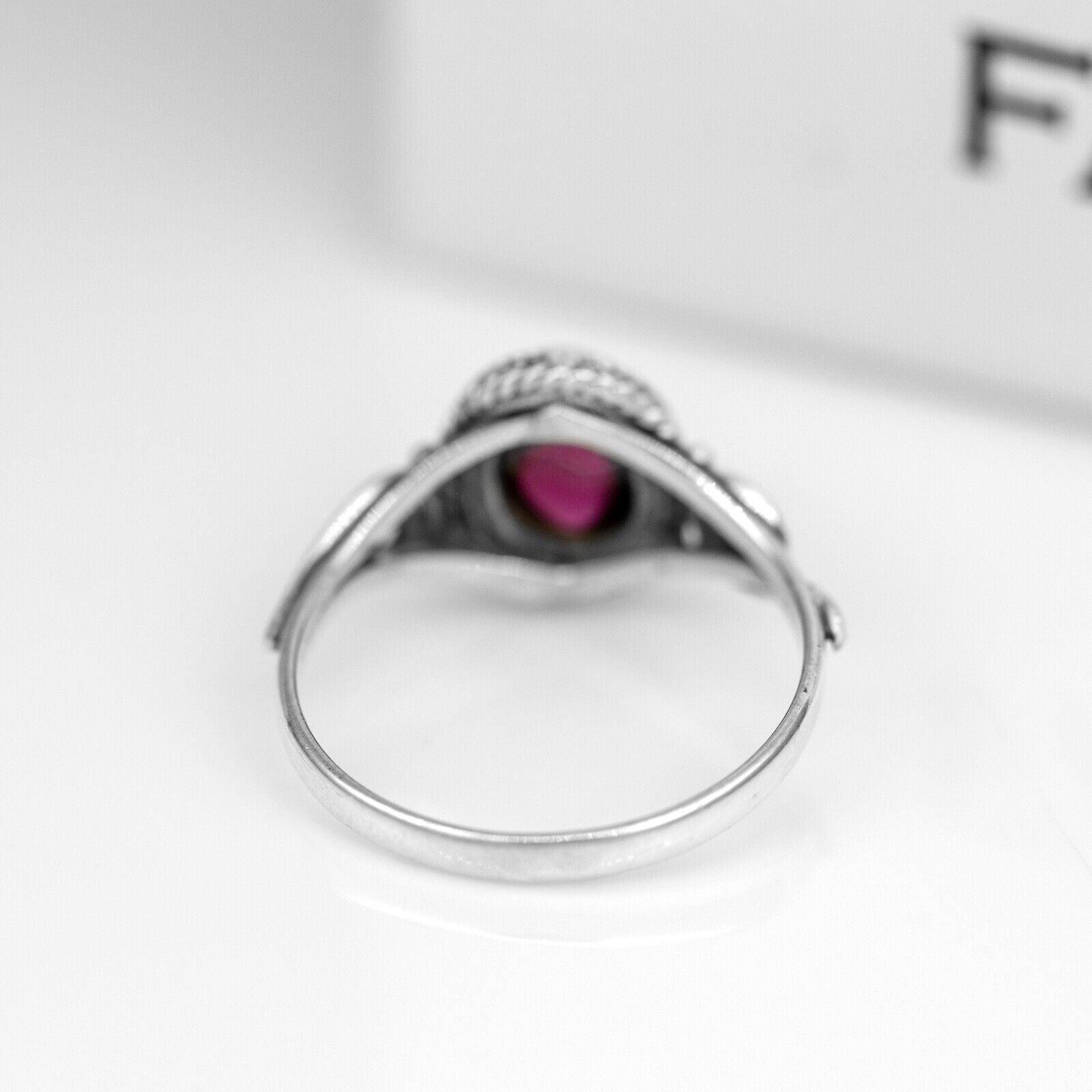 925 Sterling Silver Ladies Oval Cut Red Ruby Ring Gemstone Jewellery Gift