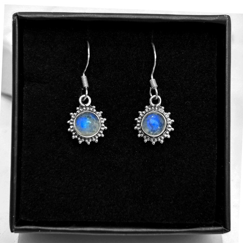 925 Sterling Silver Moonstone Designer Drop Dangle Earrings Gemstone Jewellery