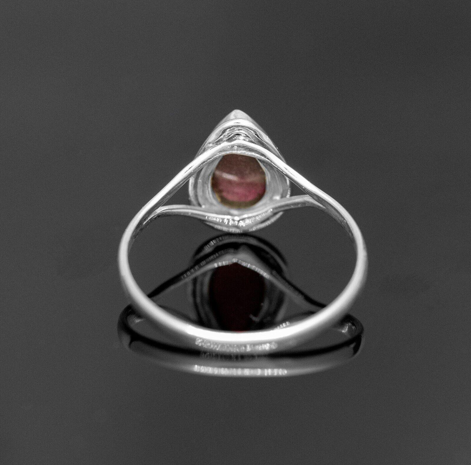 925 Sterling Silver Pear Cut Red Garnet Ring Ladies Crystal Jewellery Gift