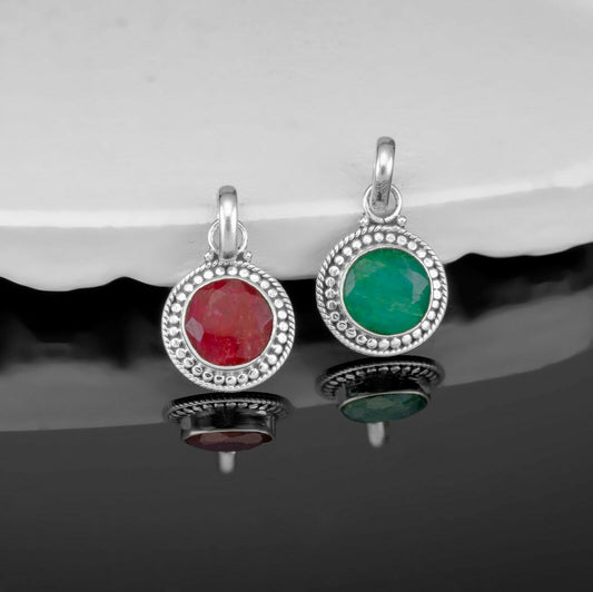 925 Sterling Silver Ruby Emerald Ladies Pendant Necklace Gift Boxed Jewellery - Faris Jewels