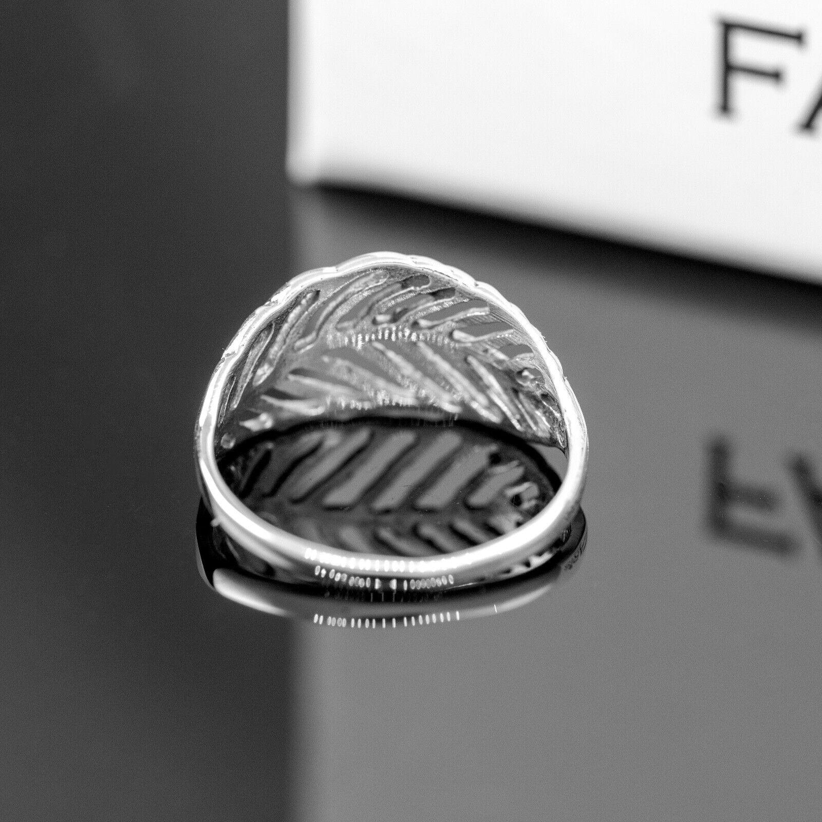 925 Sterling Silver Unisex Textured Leaf Band Ring Mens Women's Jewellery Gift