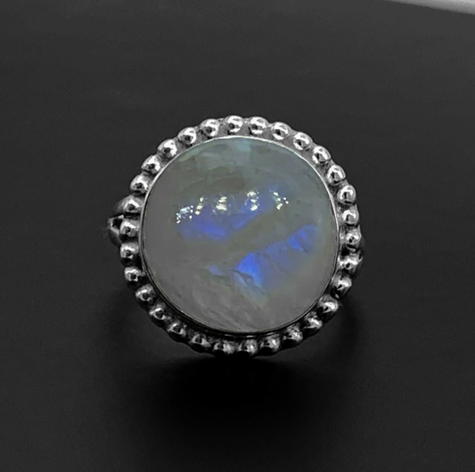 Beautiful Moonstone Ladies Ring 925 Sterling Silver Jewellery Gift Big Gemstone