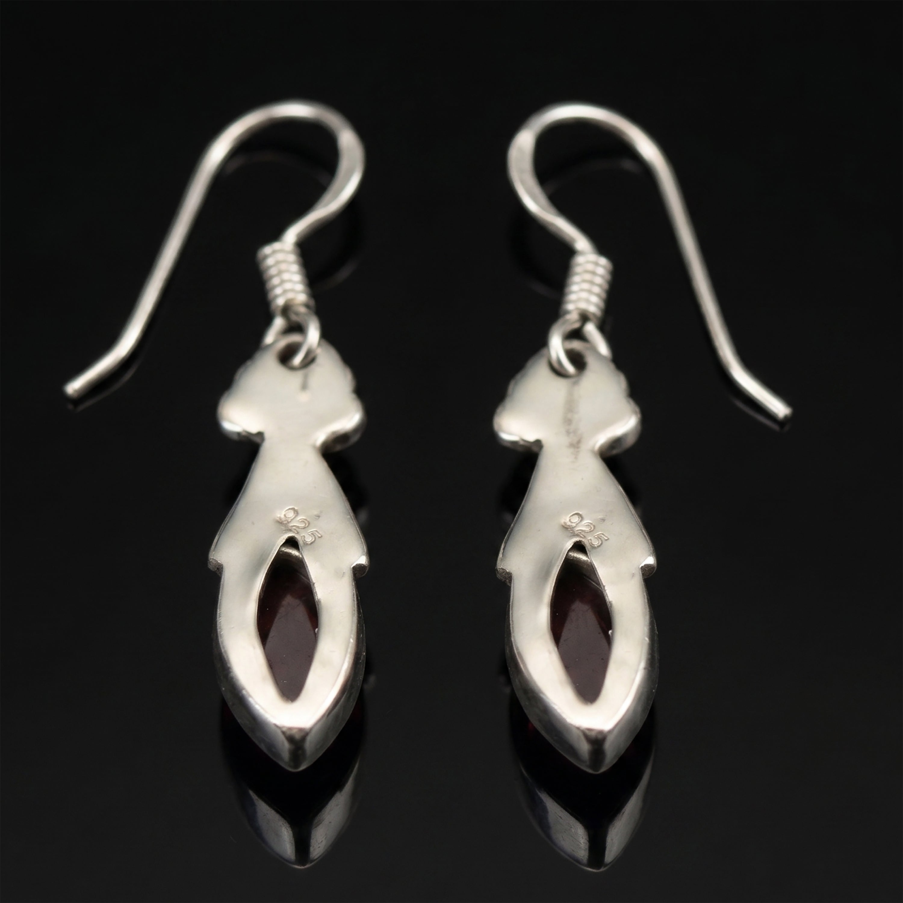 Sterling Silver 925 Ladies Marquise Garget Gemstone Earrings