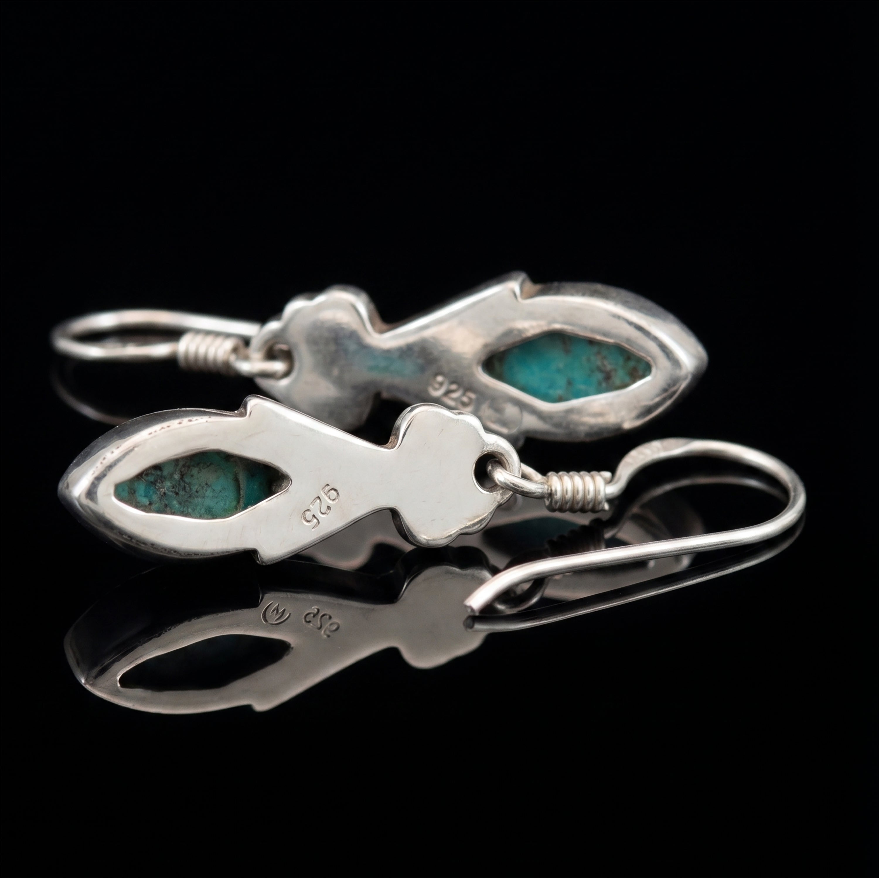 Sterling Silver 925 Ladies Marquise Gemstone Turquoise Earrings