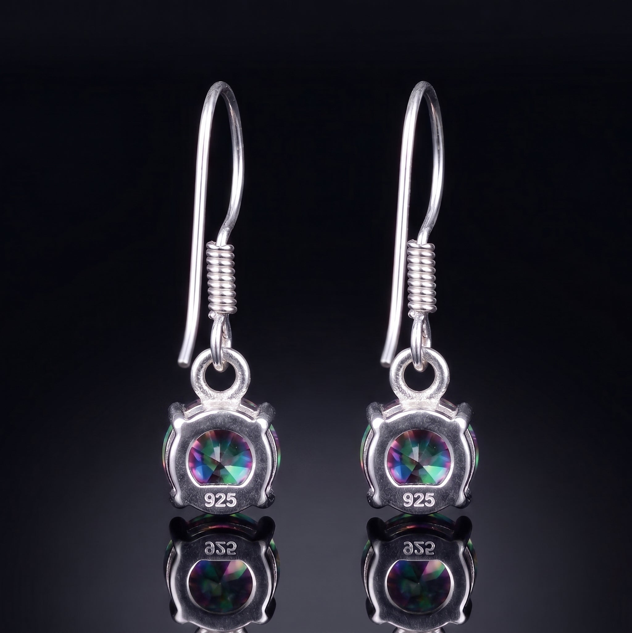925 Sterling Silver Faceted Mystic Topaz Drop Earrings