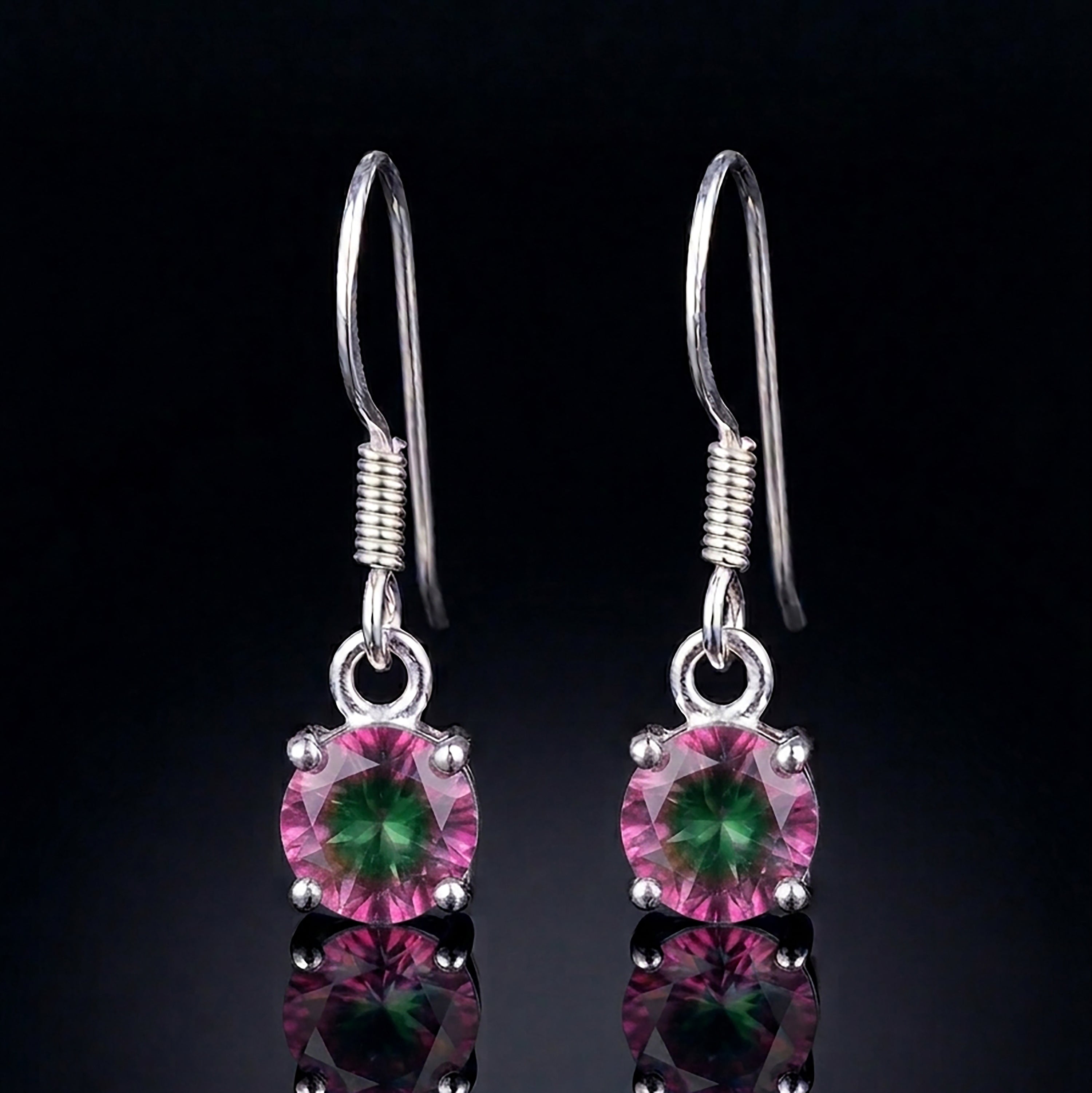 925 Sterling Silver Faceted Mystic Topaz Drop Earrings