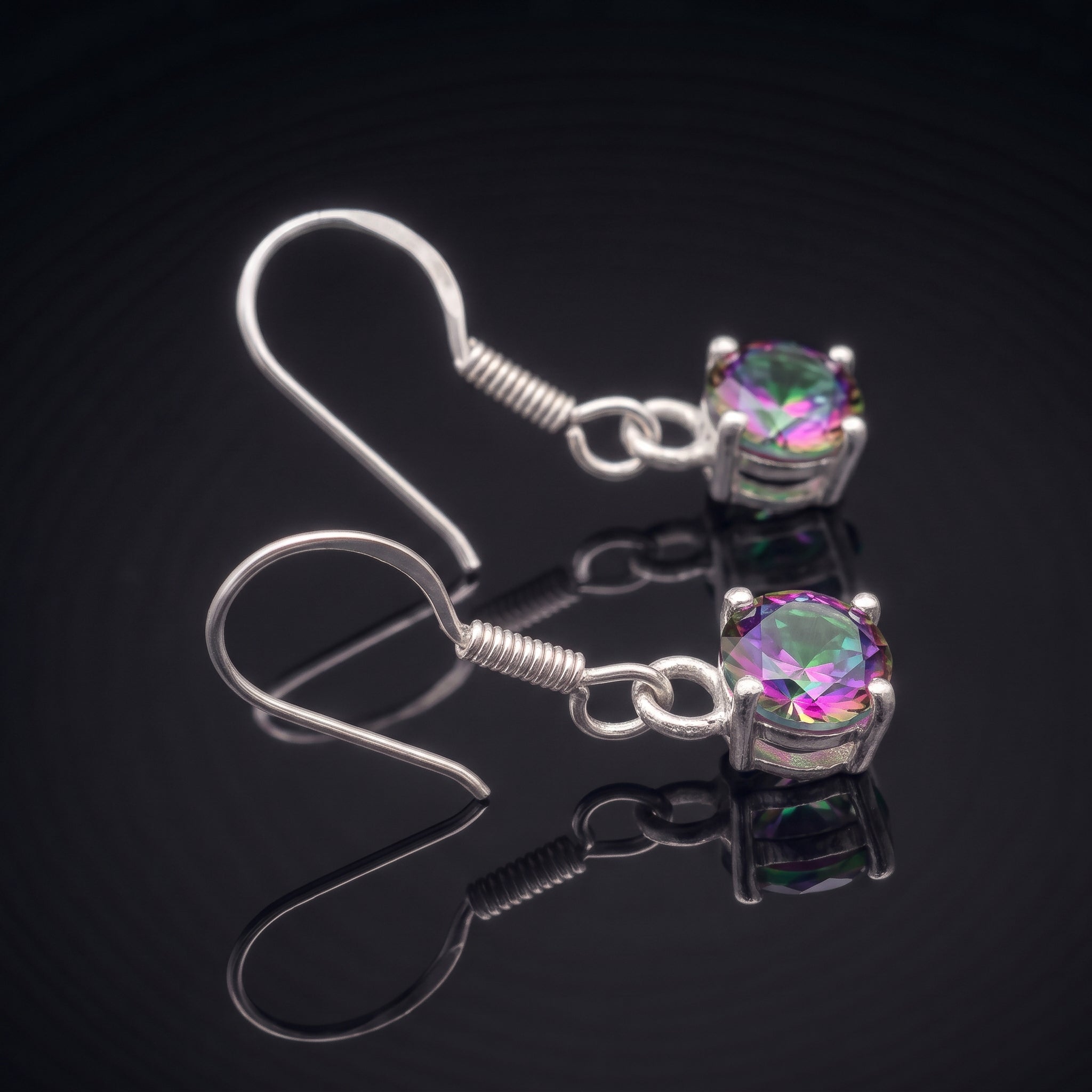 925 Sterling Silver Faceted Mystic Topaz Drop Earrings