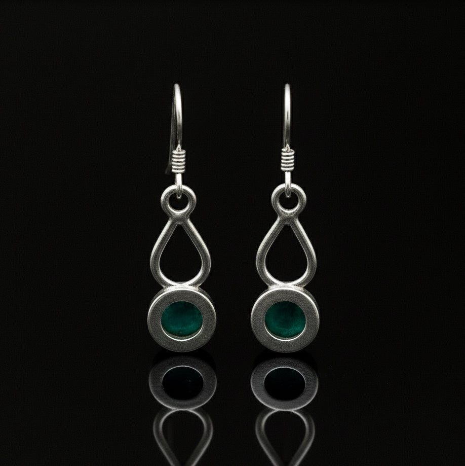 Sterling Silver Faceted Emerald Gemstone Drop Dangle Ladies Earrings