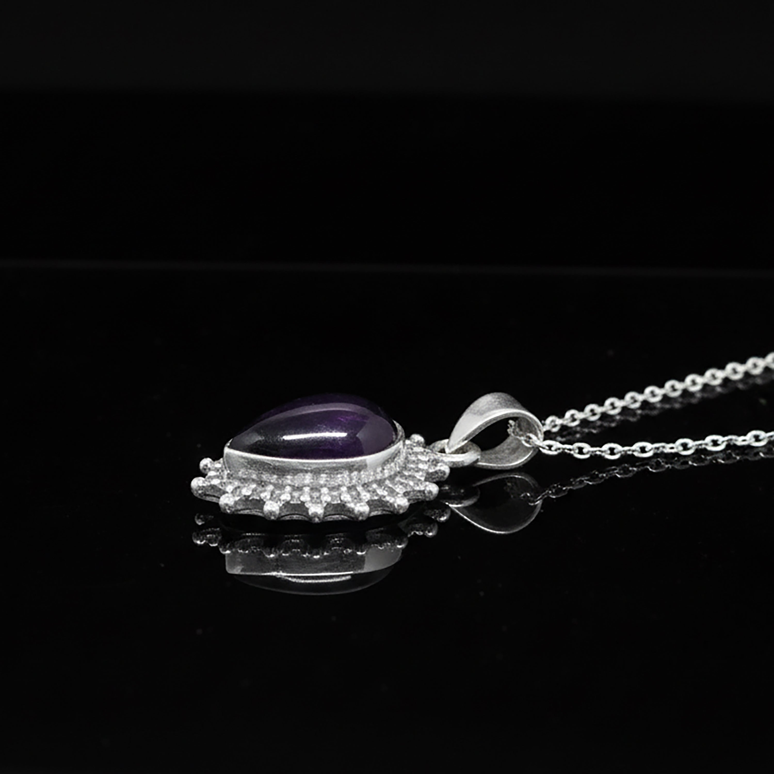 Beautiful Amethyst Pear Cut Sterling Silver 925 Pendant Necklace Ladies Jewellery Gift
