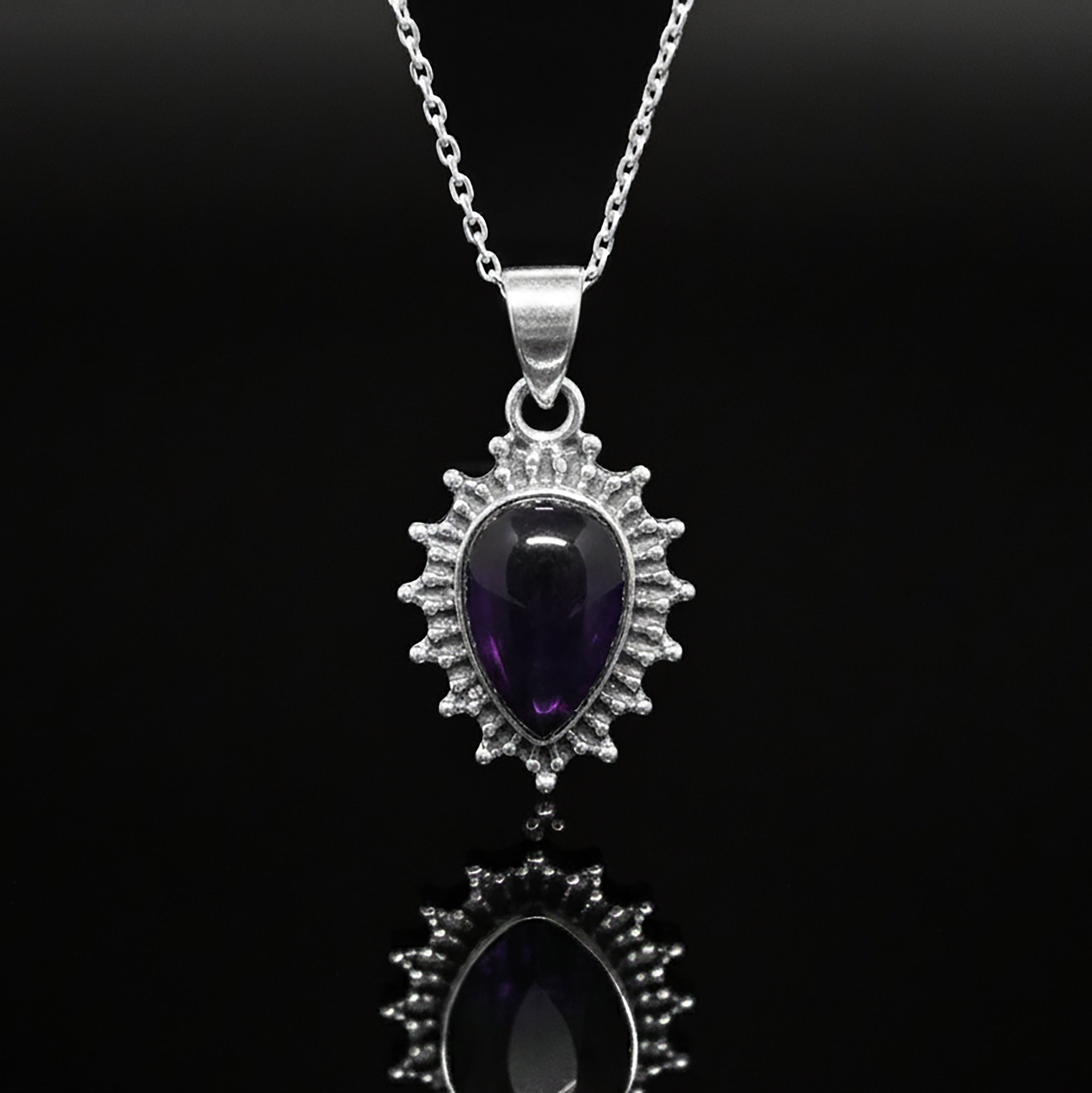 Beautiful Amethyst Pear Cut Sterling Silver 925 Pendant Necklace Ladies Jewellery Gift