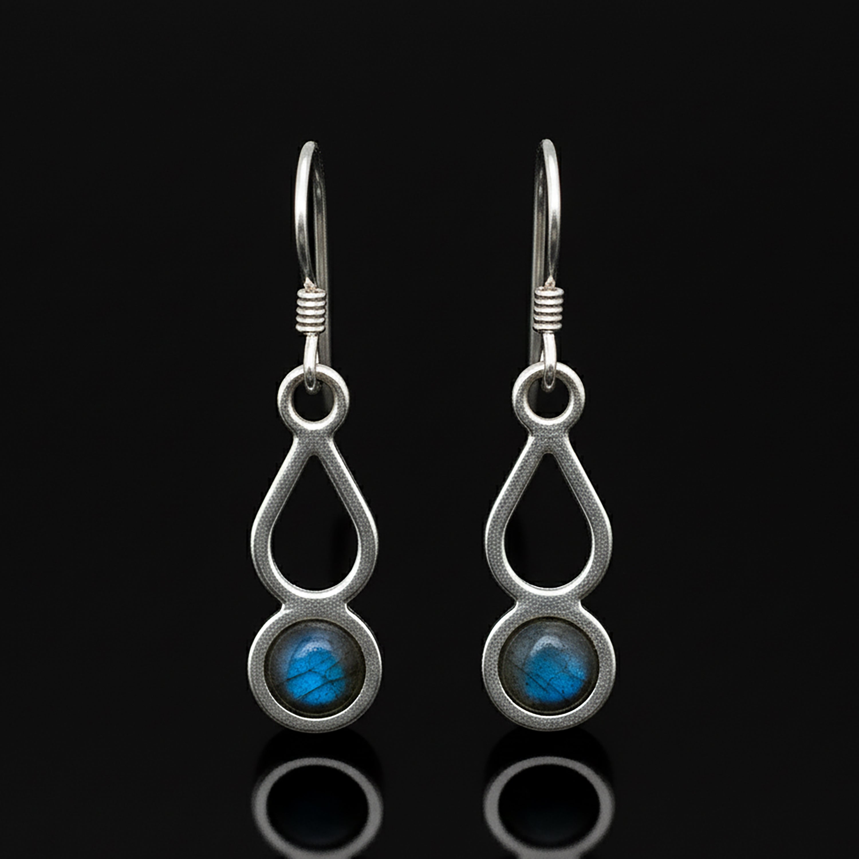 Sterling Silver Natural Labradorite Gemstone Drop Dangle Ladies Earrings