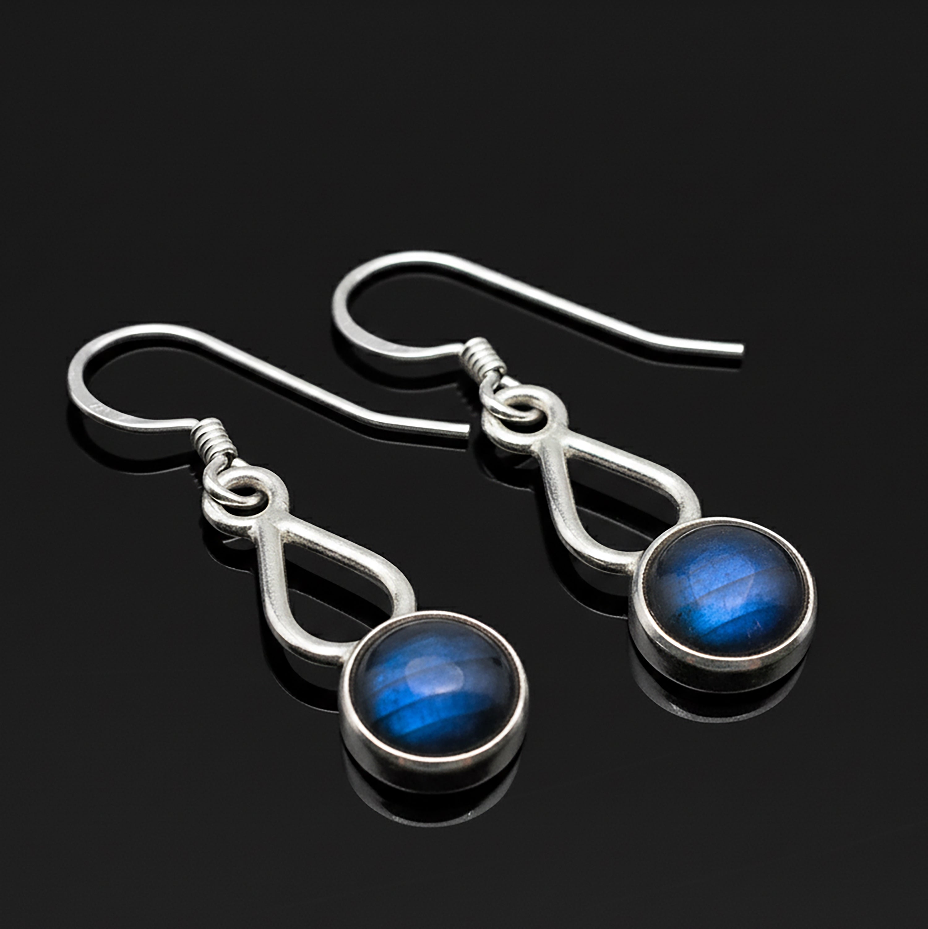 Sterling Silver Natural Labradorite Gemstone Drop Dangle Ladies Earrings