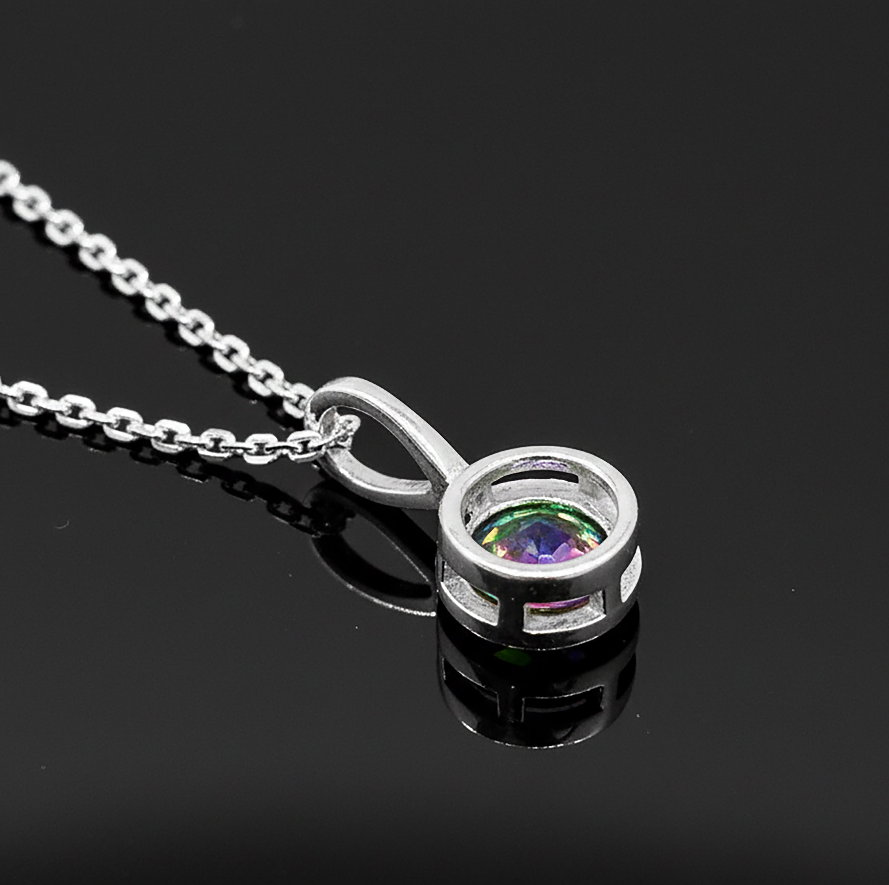 925 Sterling Silver Faceted Mystic Topaz Gemstone Ladies Pendant