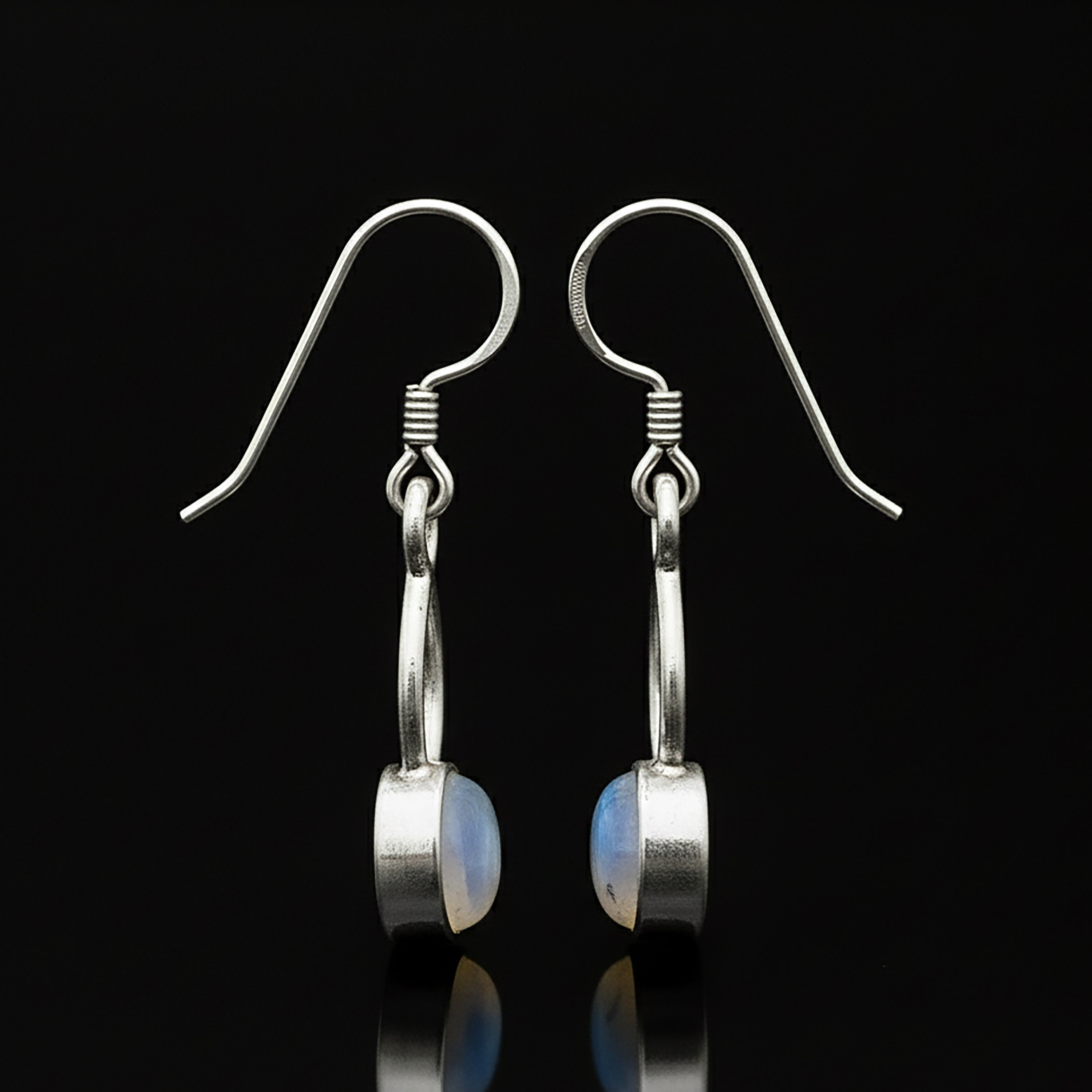 Sterling Silver Natural Moonstone Gemstone Drop Dangle Ladies Earrings