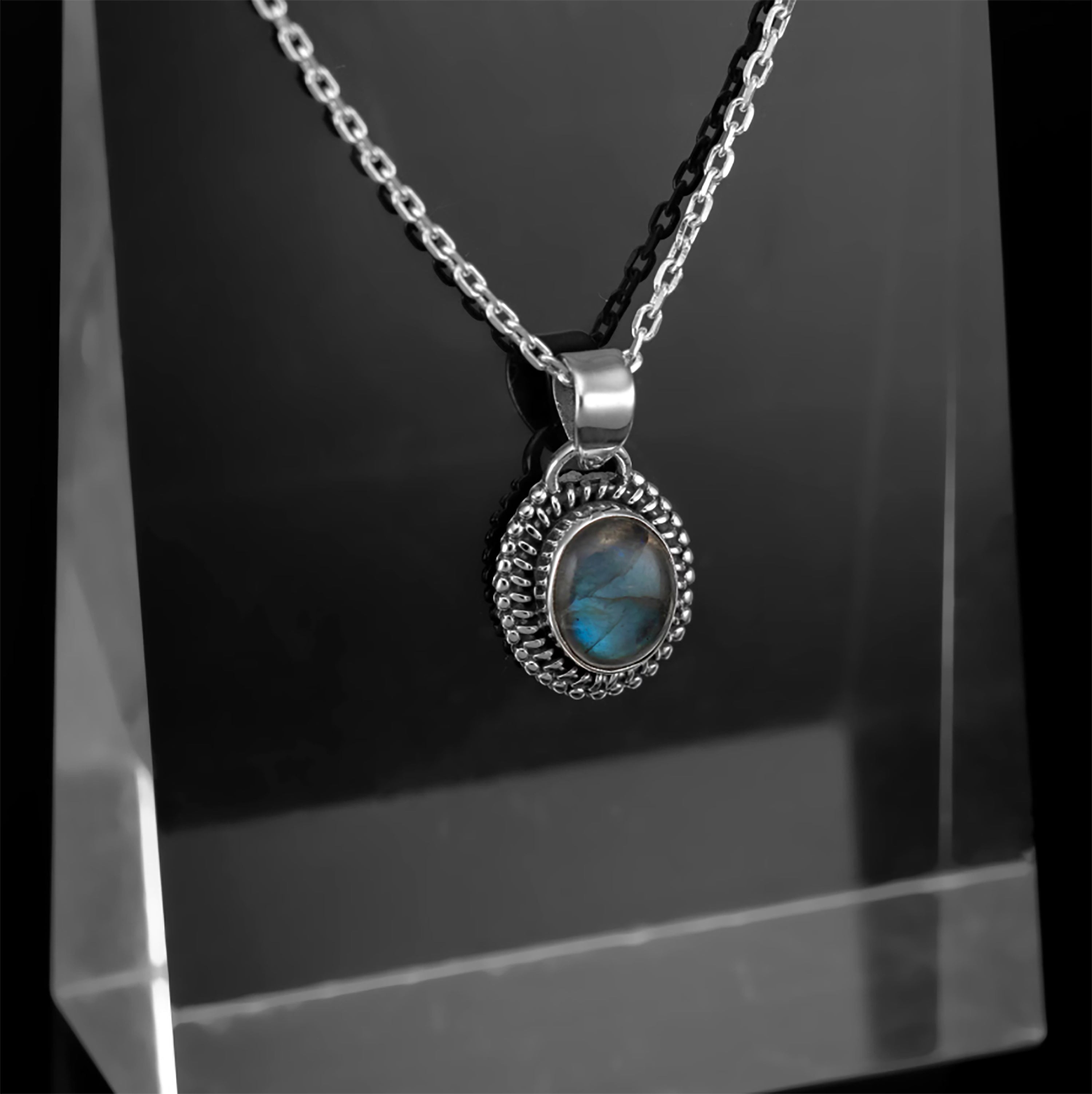 Labradorite Sterling Silver 925 Gemstone Designer Pendant Necklace Jewellery
