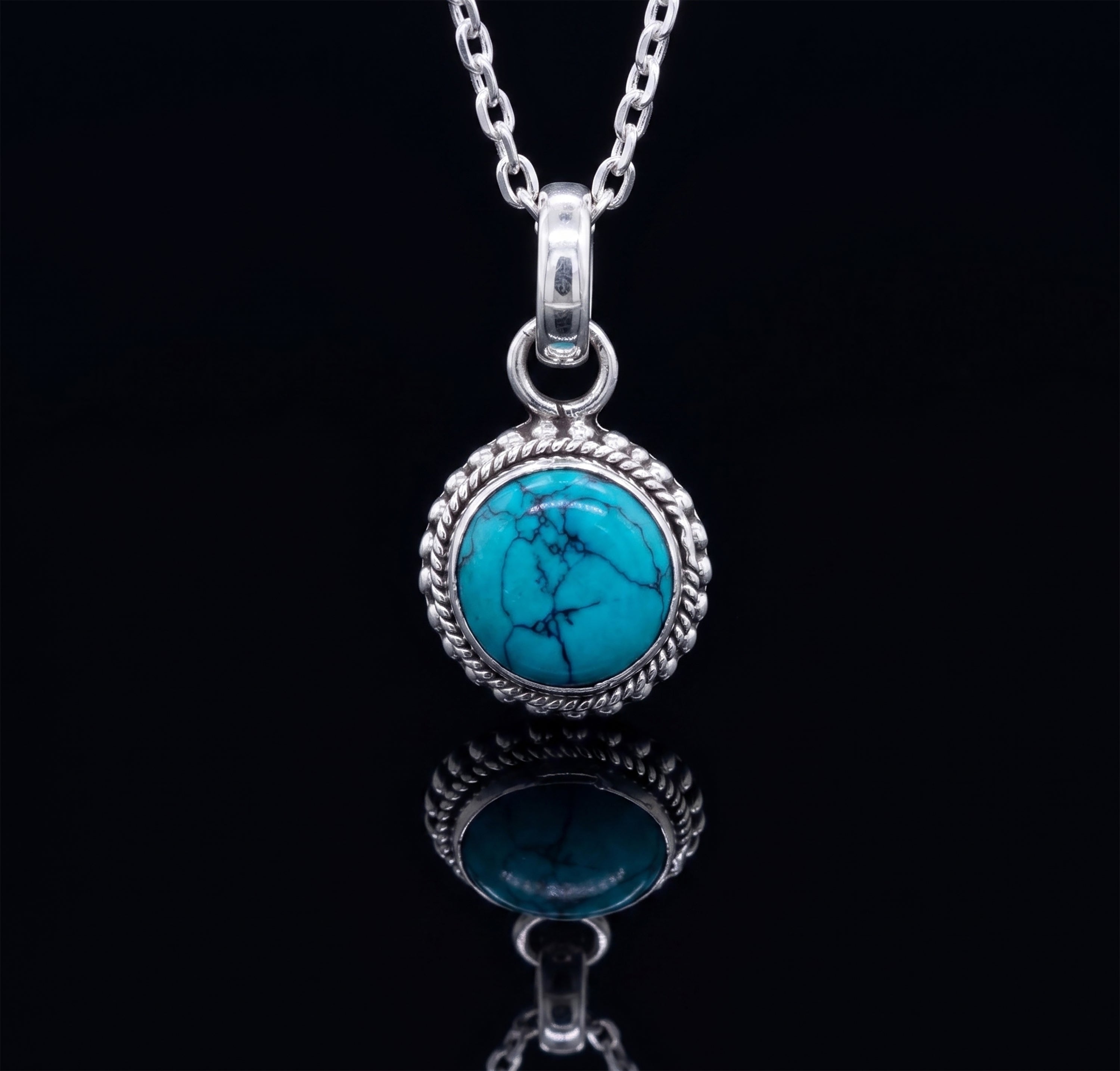Small Sterling Silver 925 Turquoise Gemstone Pendant Necklace Jewellery