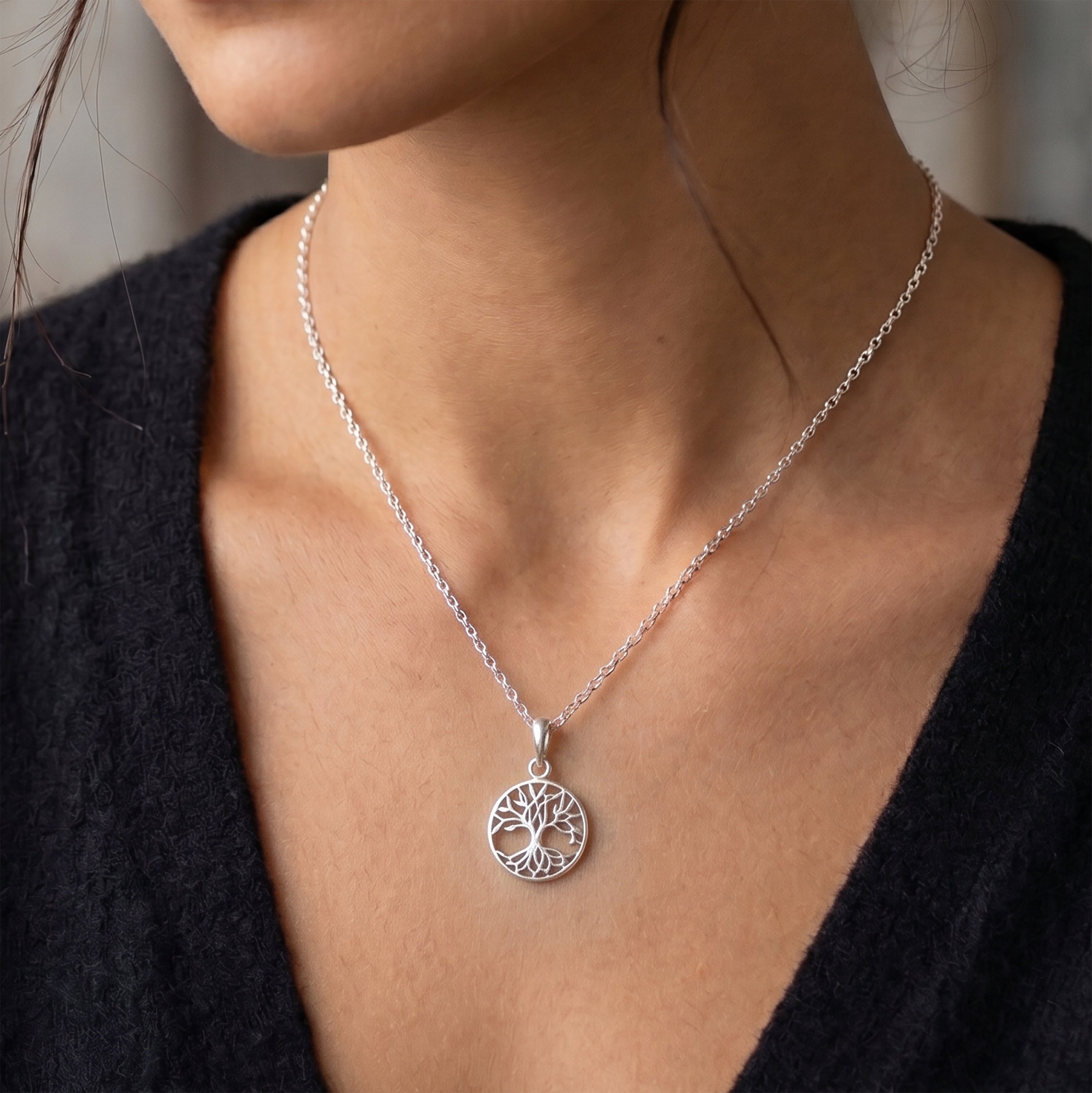 Sterling Silver 925 Tree Of Life Pendant Necklace Ladies Gift