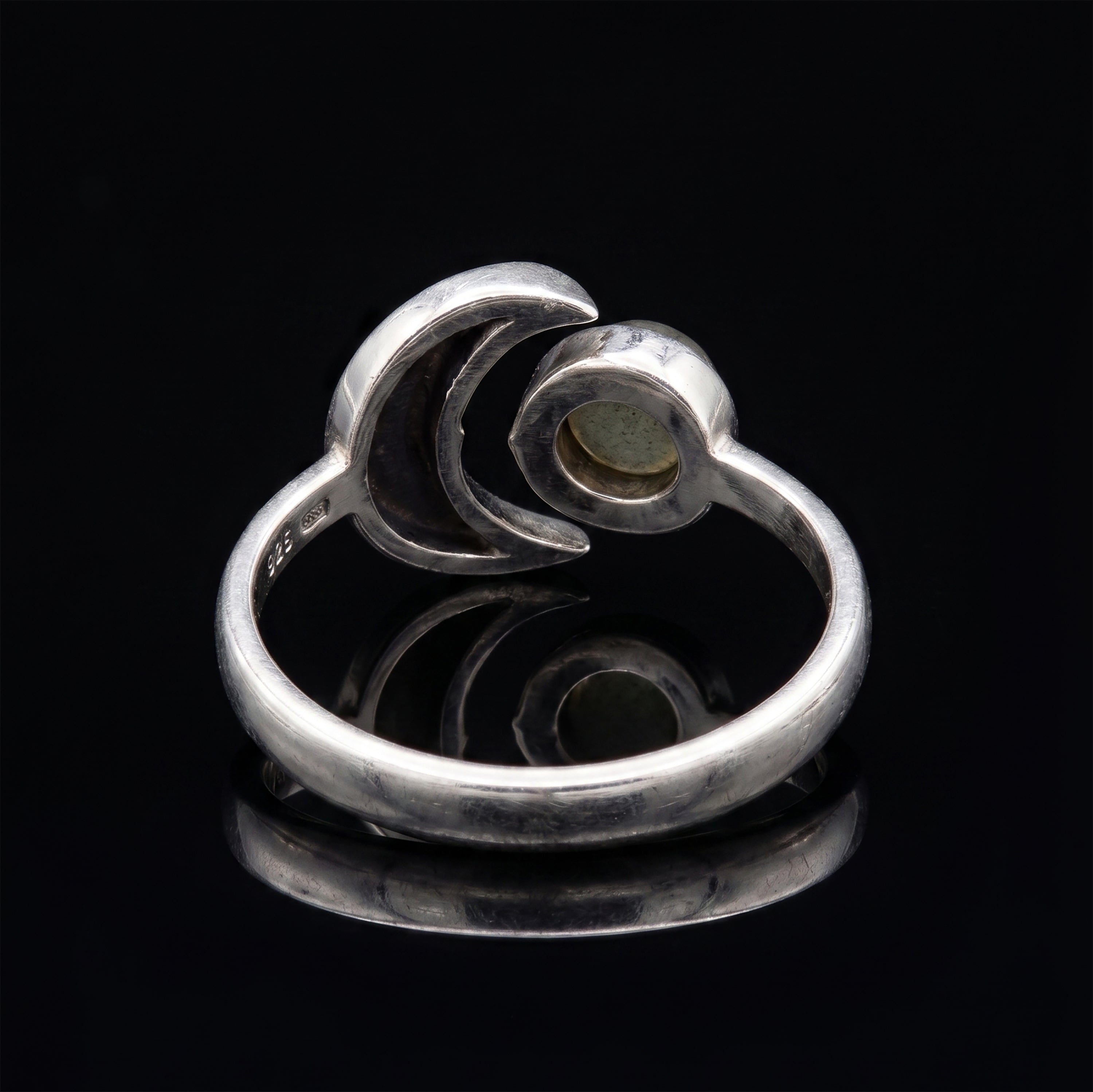 Handmade Sterling Silver Labradorite Crescent Moon Ring