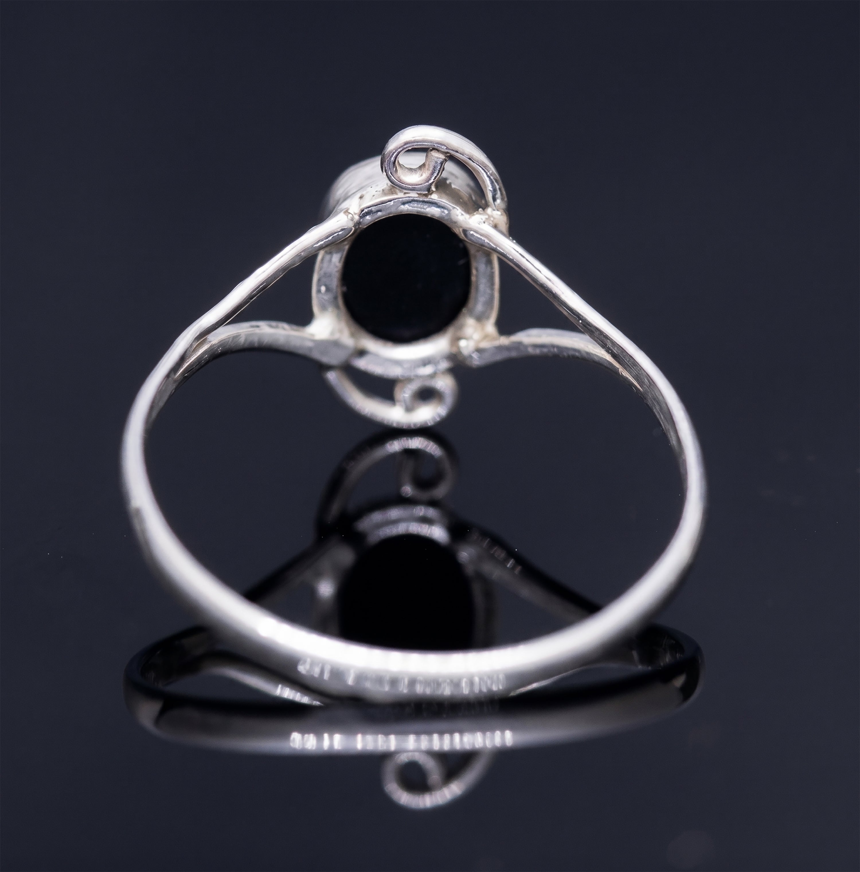 Handmade Black Onyx Swirl Ring in 925 Sterling Silver