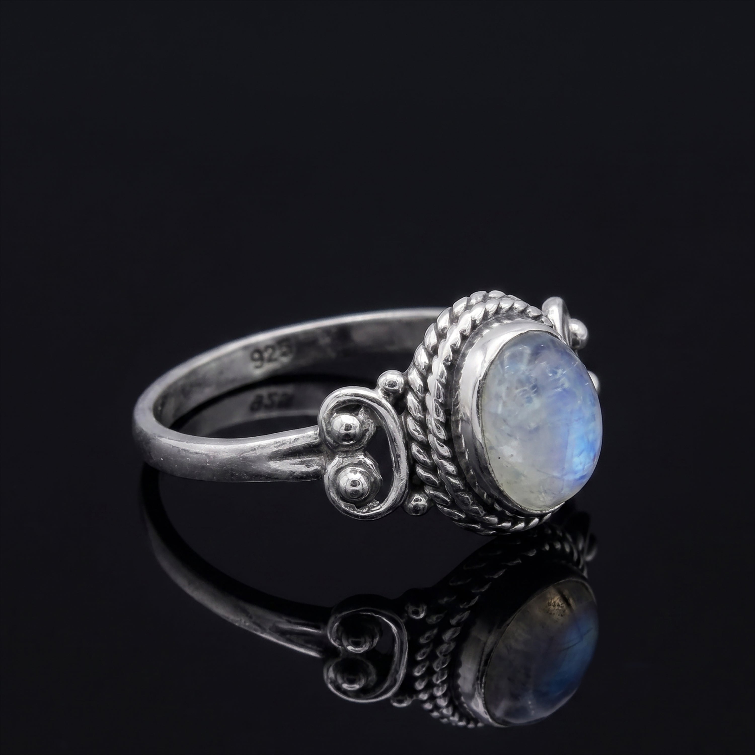 Handmade Sterling Silver Moonstone Ring – Dainty Boho Design