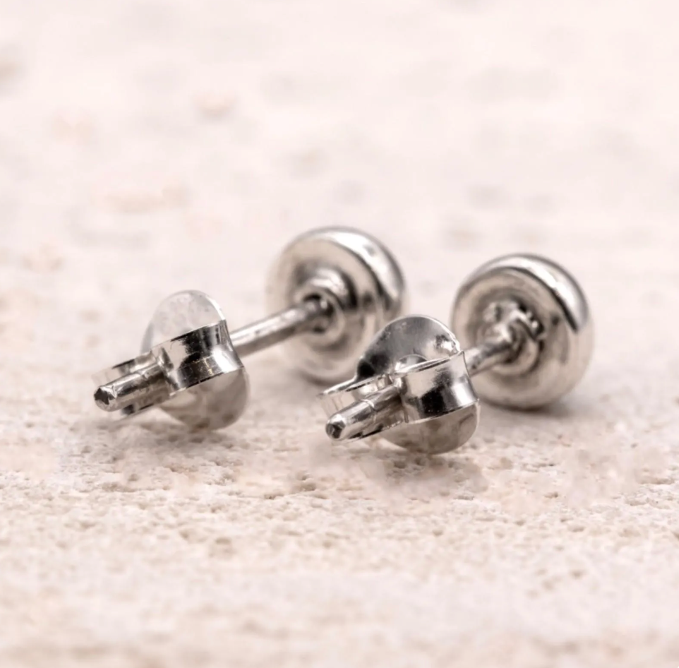 Small 925 Sterling Silver Emerald Round Earrings Studs Gemstone Ladies Gift