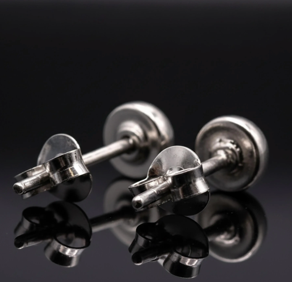 Small 925 Sterling Silver Labradorite Round Earrings Studs