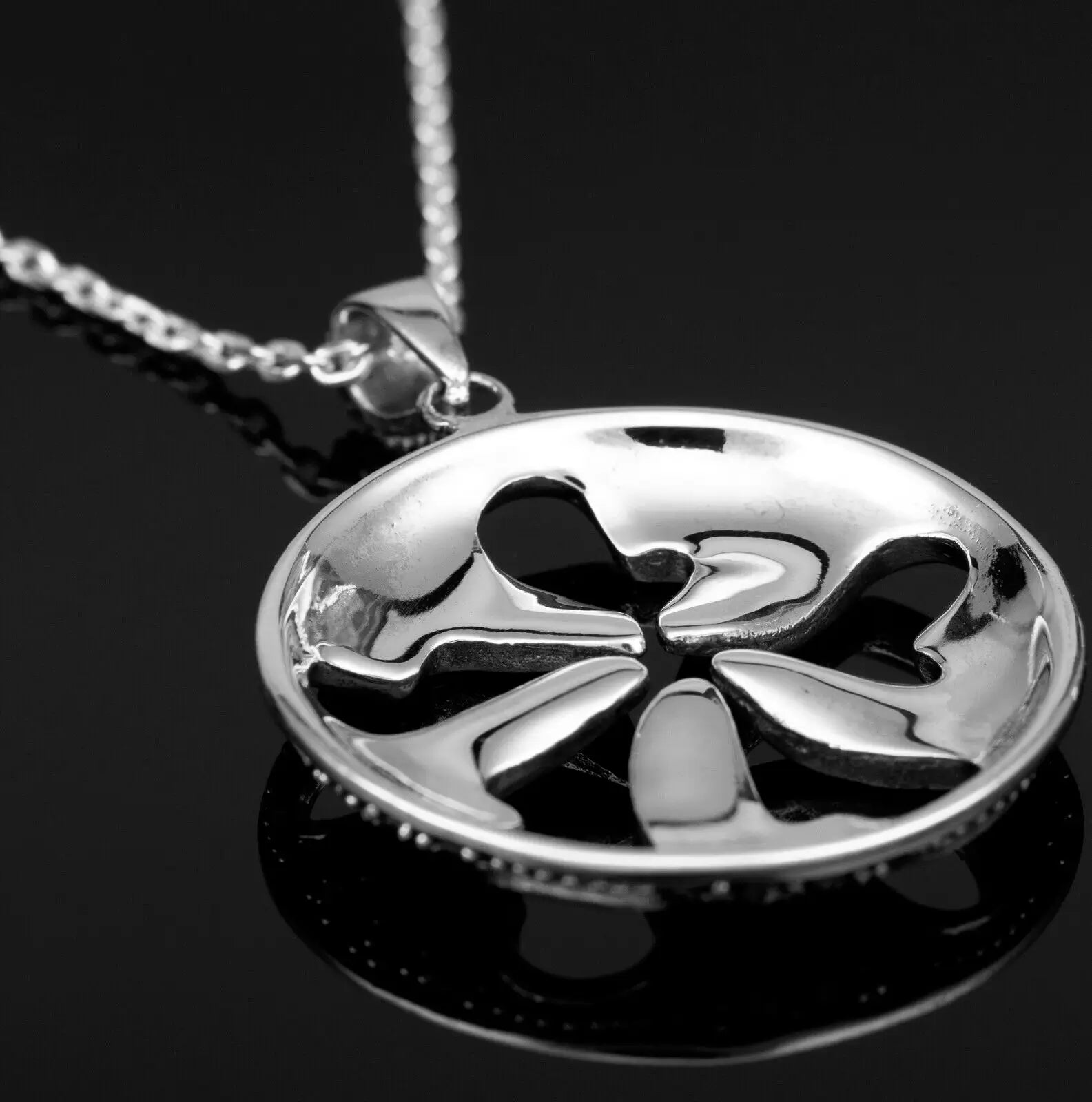Sterling Silver MARCASITE Ladies Round Necklace Pendant Jewellery Gift Boxed