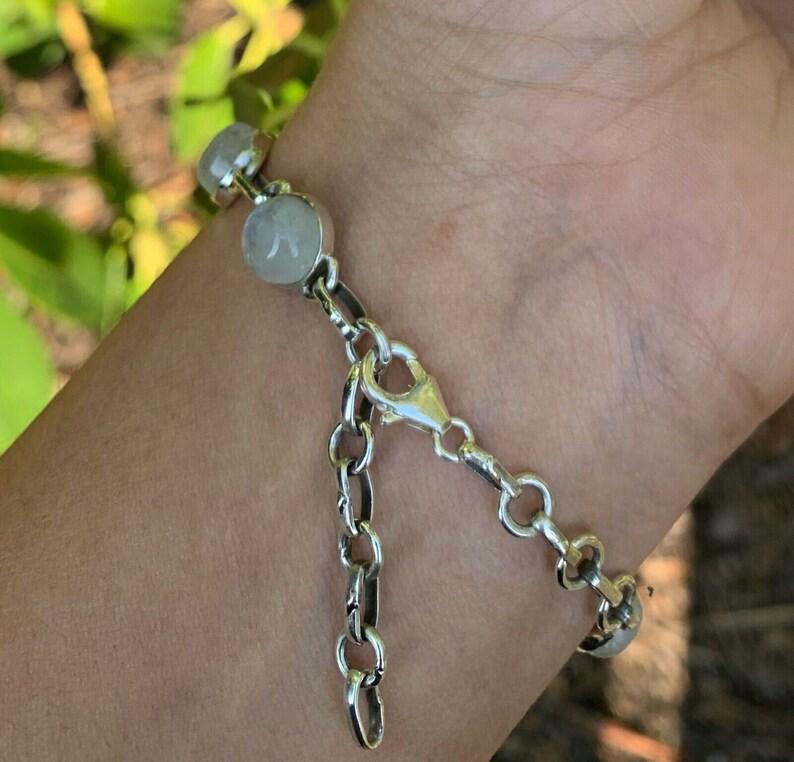 Genuine Sterling Silver 925 Ladies Moonstone Bracelet Bangle Gemstone Jewellery