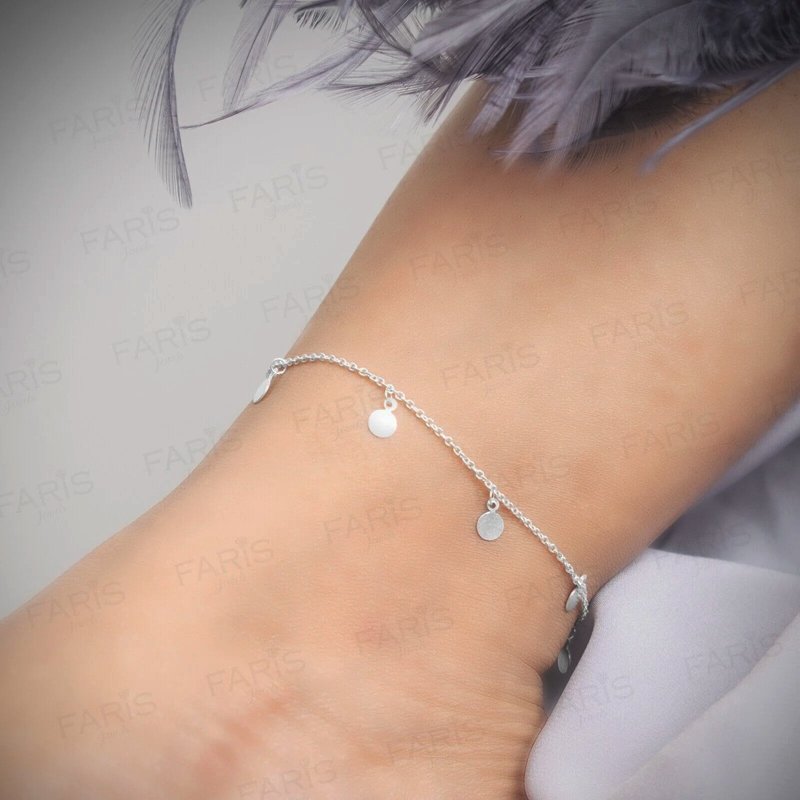 Adjustable Solid 925 Sterling Silver Round Charm Anklet Ladies Jewellery Gift
