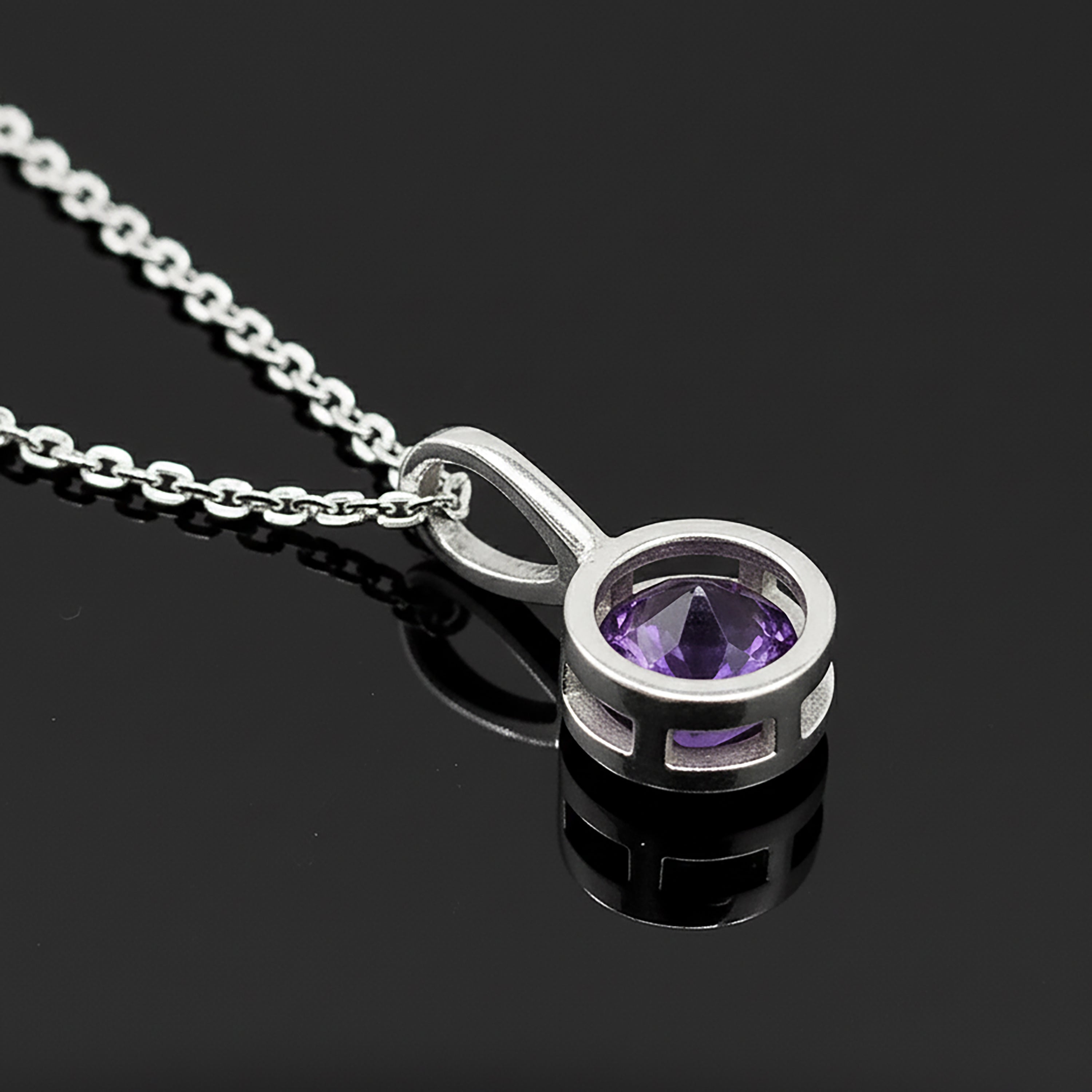 925 Sterling Silver Faceted Natural Amethyst Gemstone Ladies Pendant