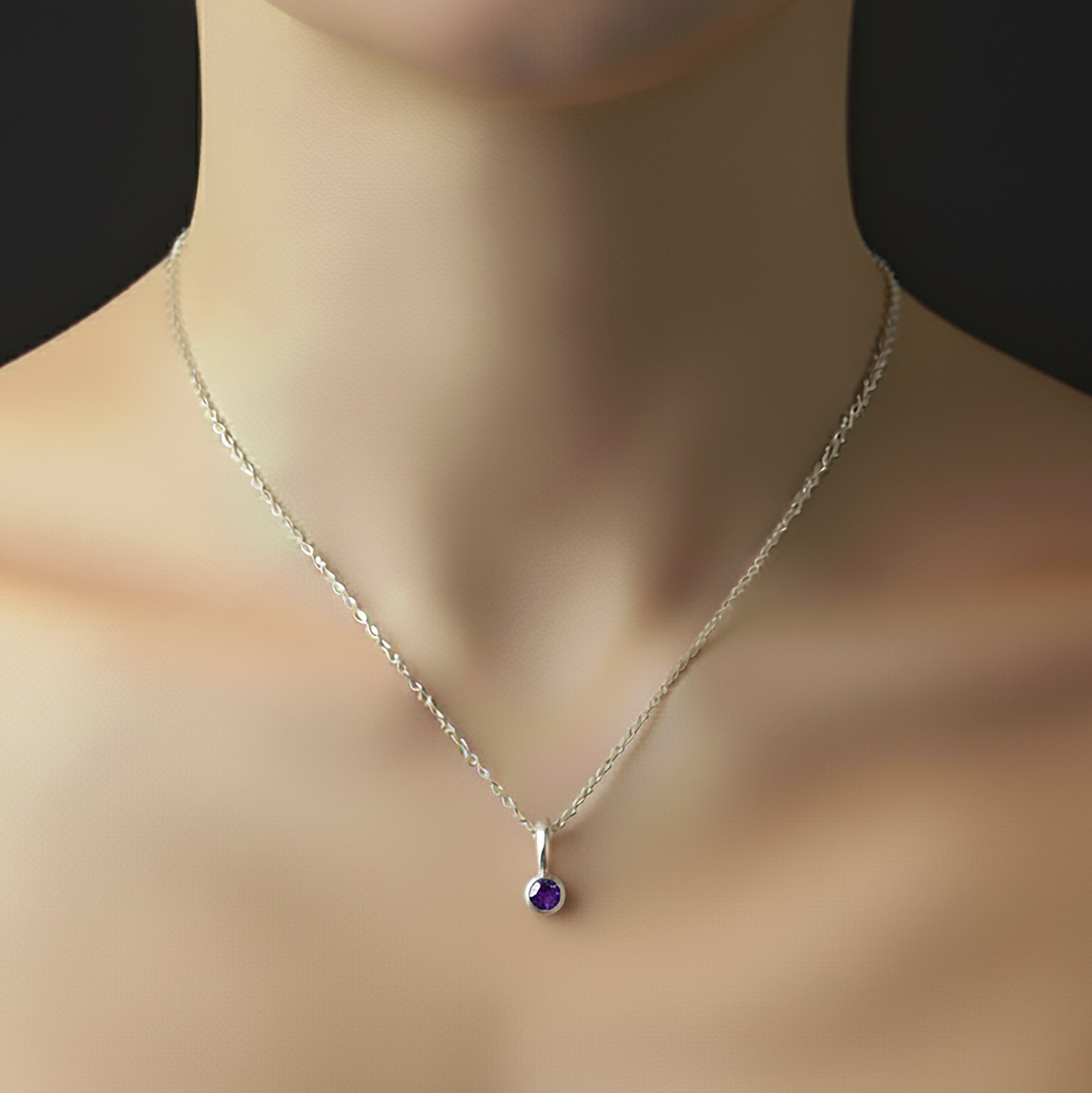 925 Sterling Silver Faceted Natural Amethyst Gemstone Ladies Pendant