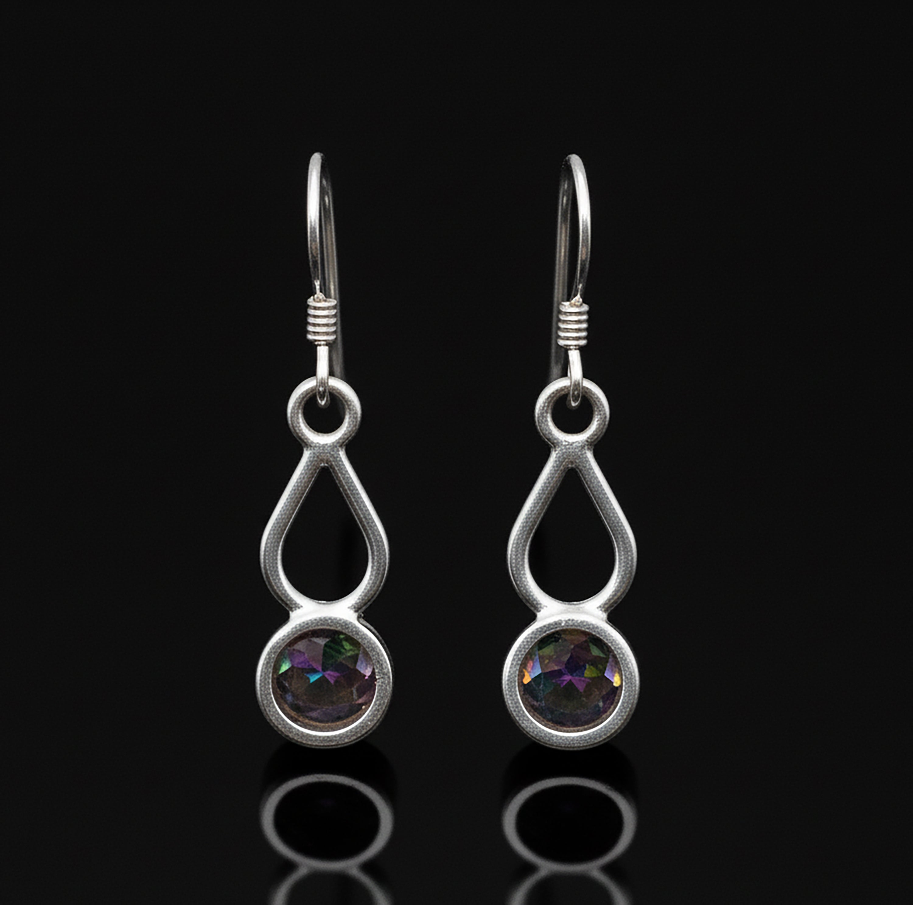 Sterling Silver Faceted Mystic Topaz Gemstone Drop Dangle Ladies Earrings
