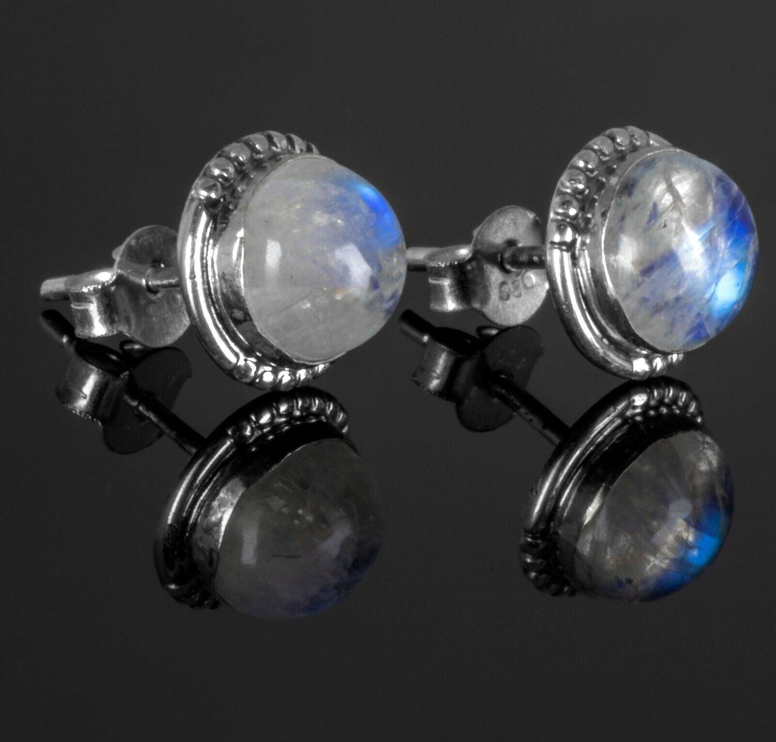 Buy Beautiful 925 Sterling Silver Moonstone Round Designer Earrings Studs Gemstone Faris Jewels Faris Jewels