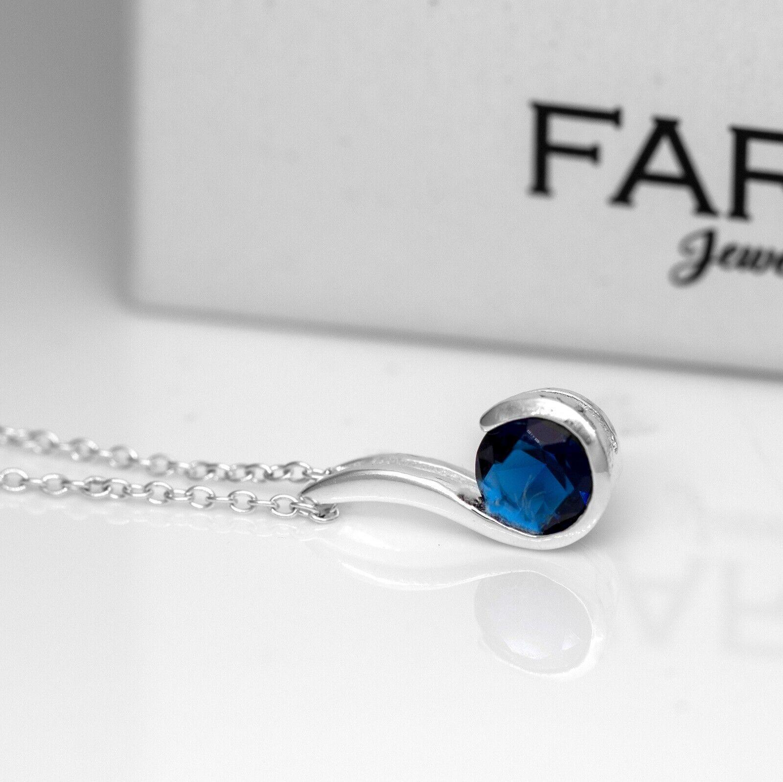 Blue Sapphire Music Note Sterling Silver Ladies Pendant Necklace Earrings Set